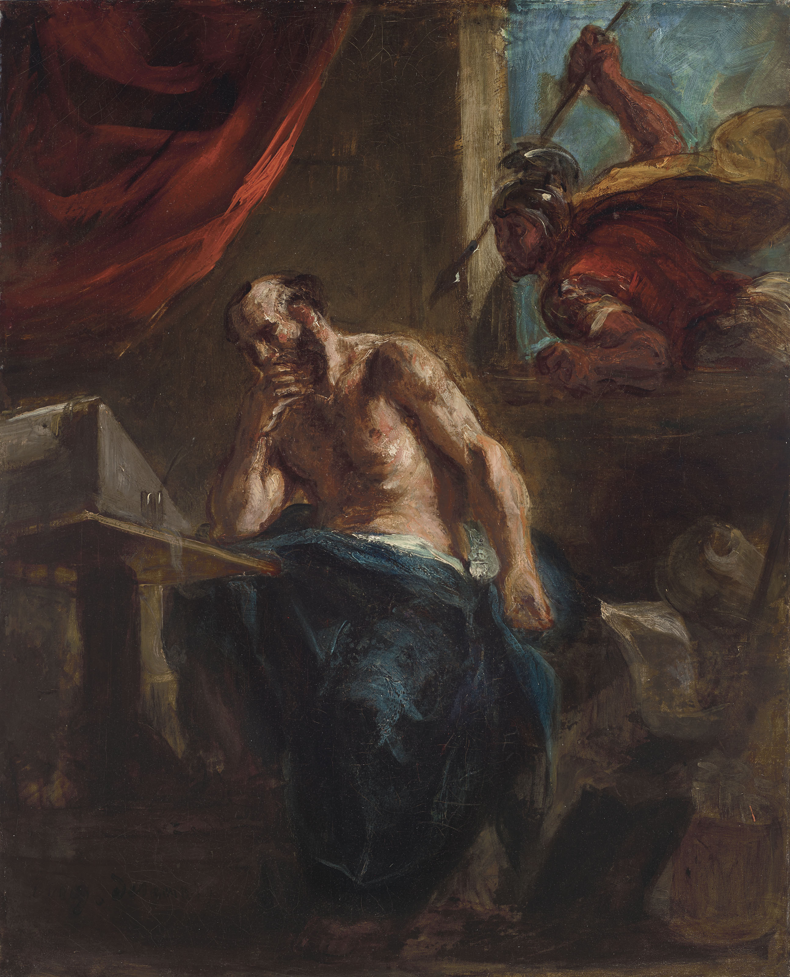 Eugene Delacroix French 1798 1863 Archimede Tue Par Le Soldat