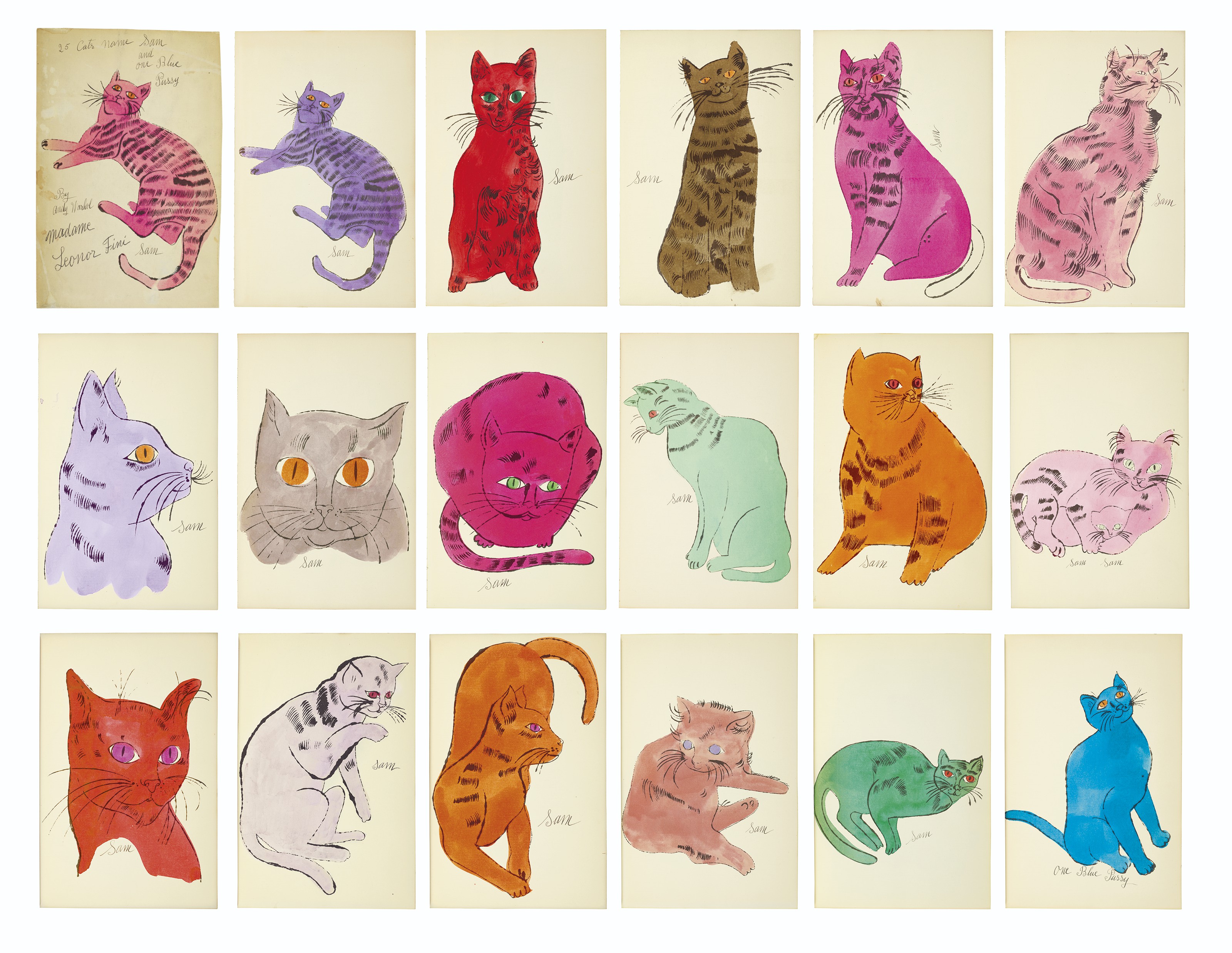 Andy Warhol 1928 1987 25 Cats Name D Sam And One Blue Pussy