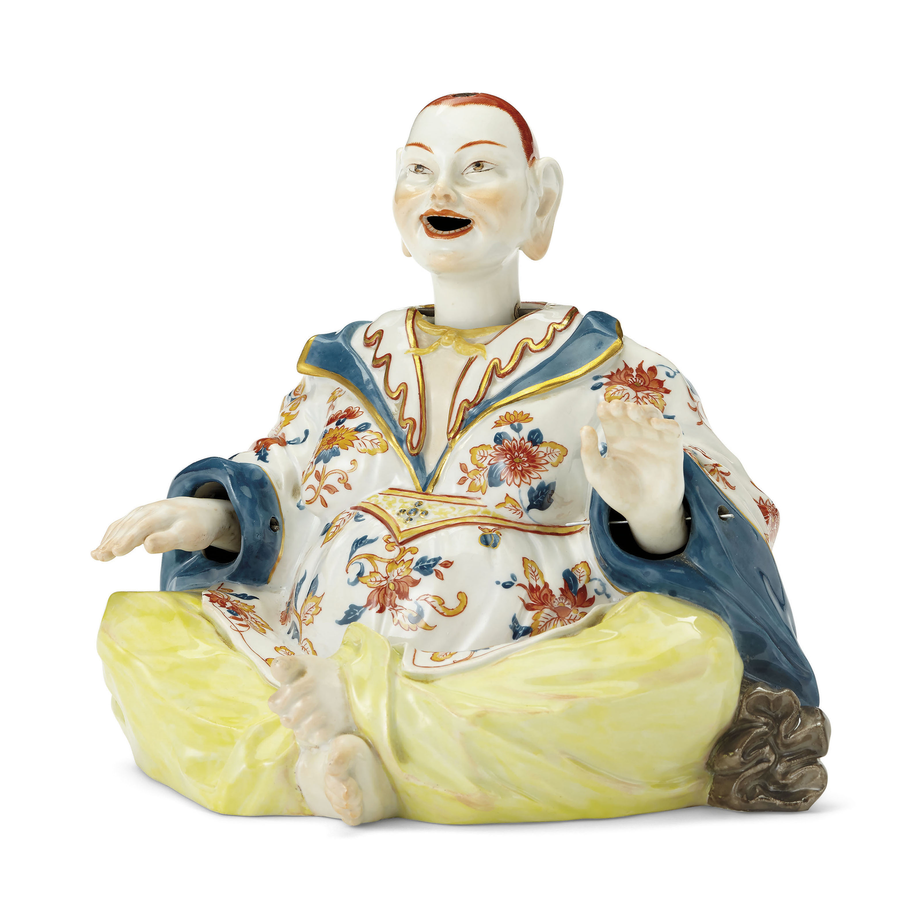 A MEISSEN PORCELAIN NODDING PAGODA FIGURE, LATE 19TH/EARLY 20TH CENTURY, BLUE CROSSED SWORDS MARKS, INCISED MODEL NO. 66... 