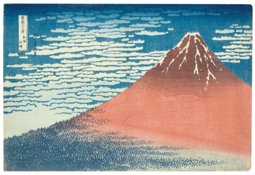葛飾北齋（1760-1849） 《凱風快晴（赤富士）》，14⅞ x 10吋（37.8 x 25.4公分）。此拍品於2019年3月19日在佳士得紐約以507,000美元成交。