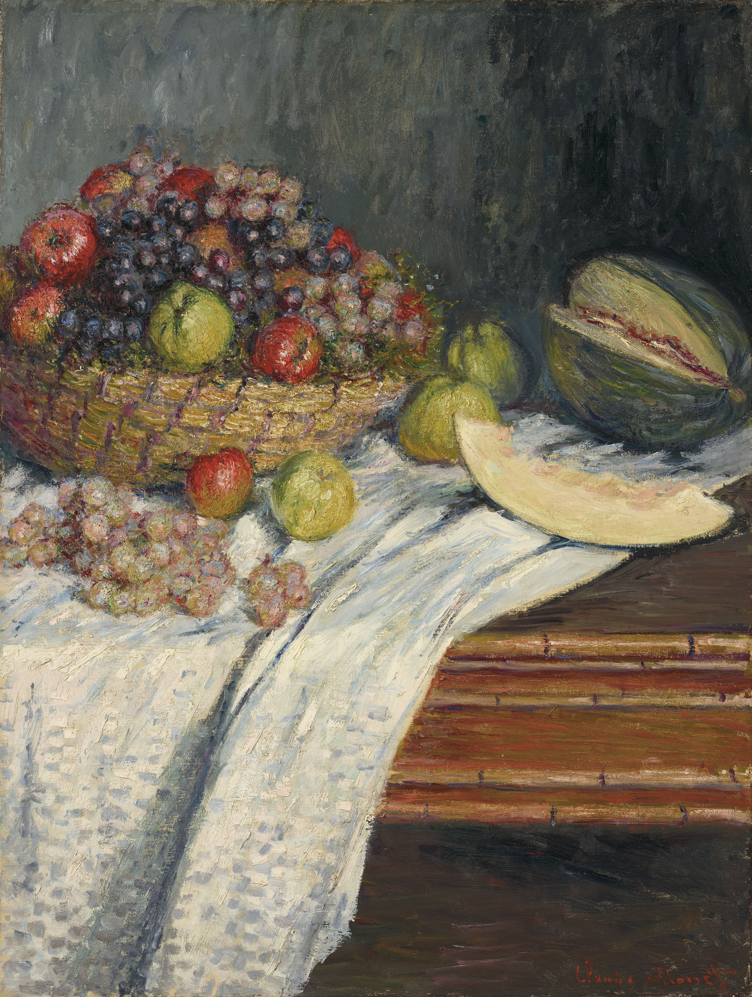 Claude Monet 1840 1926 Shop still life with pears & grapes monet fine art jigsaw puzzle created by monetlight. claude monet 1840 1926