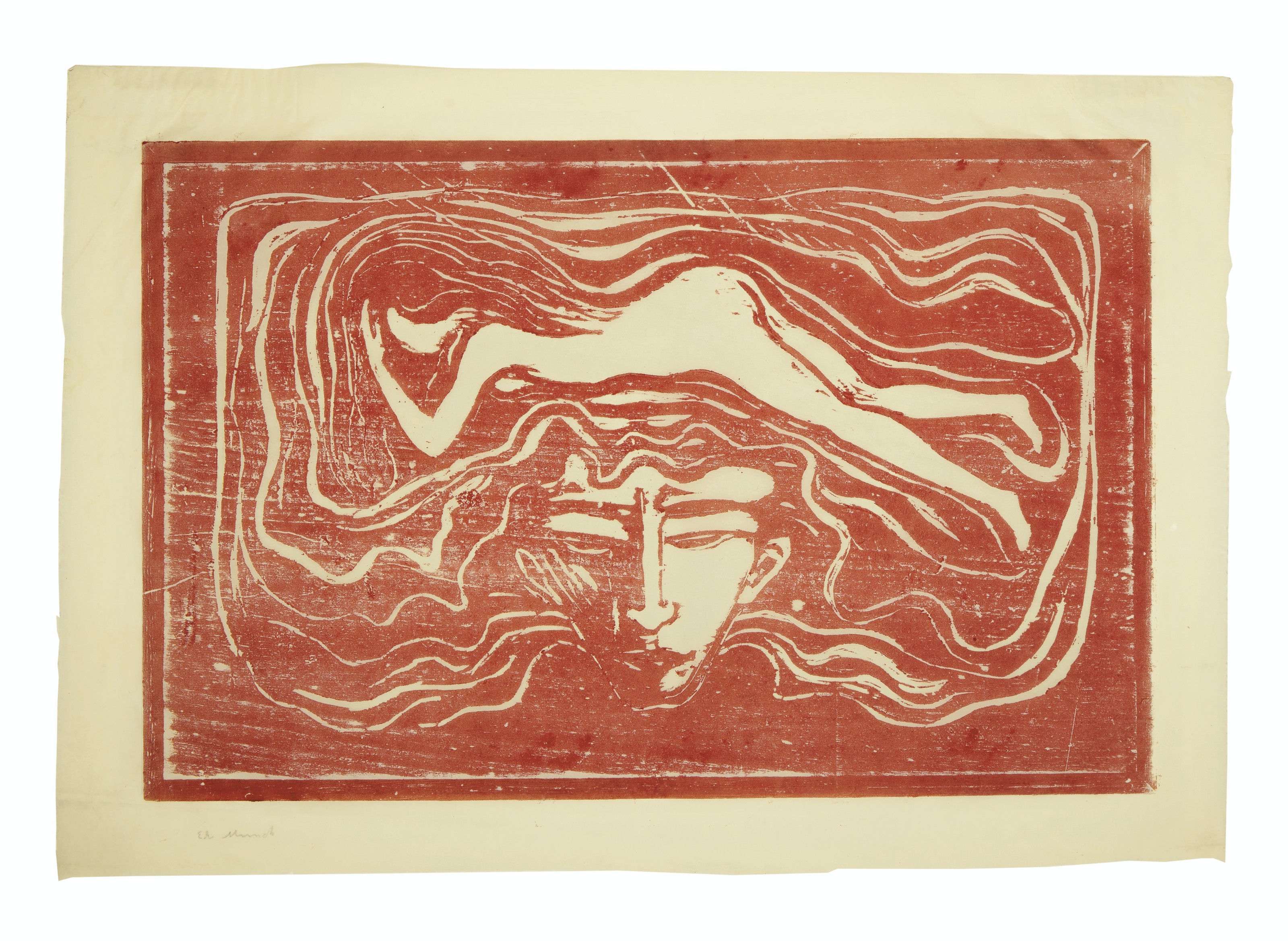 Edvard Munch (1863-1944), Im m&auml;nnlichen Gehirn (In the Man's Brain). Sheet: 18 x 25⅞  in (458 x 658  mm). Offered in Prints &amp; Multiples on 17-18 April 2019 at Christie&rsquo;s in New York and sold for $375,000