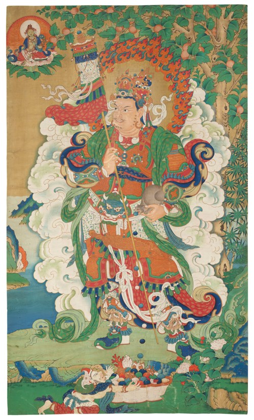 汉藏 十八世纪 多闻天王画像,40 x 24吋(103.5 x 61.4公分).