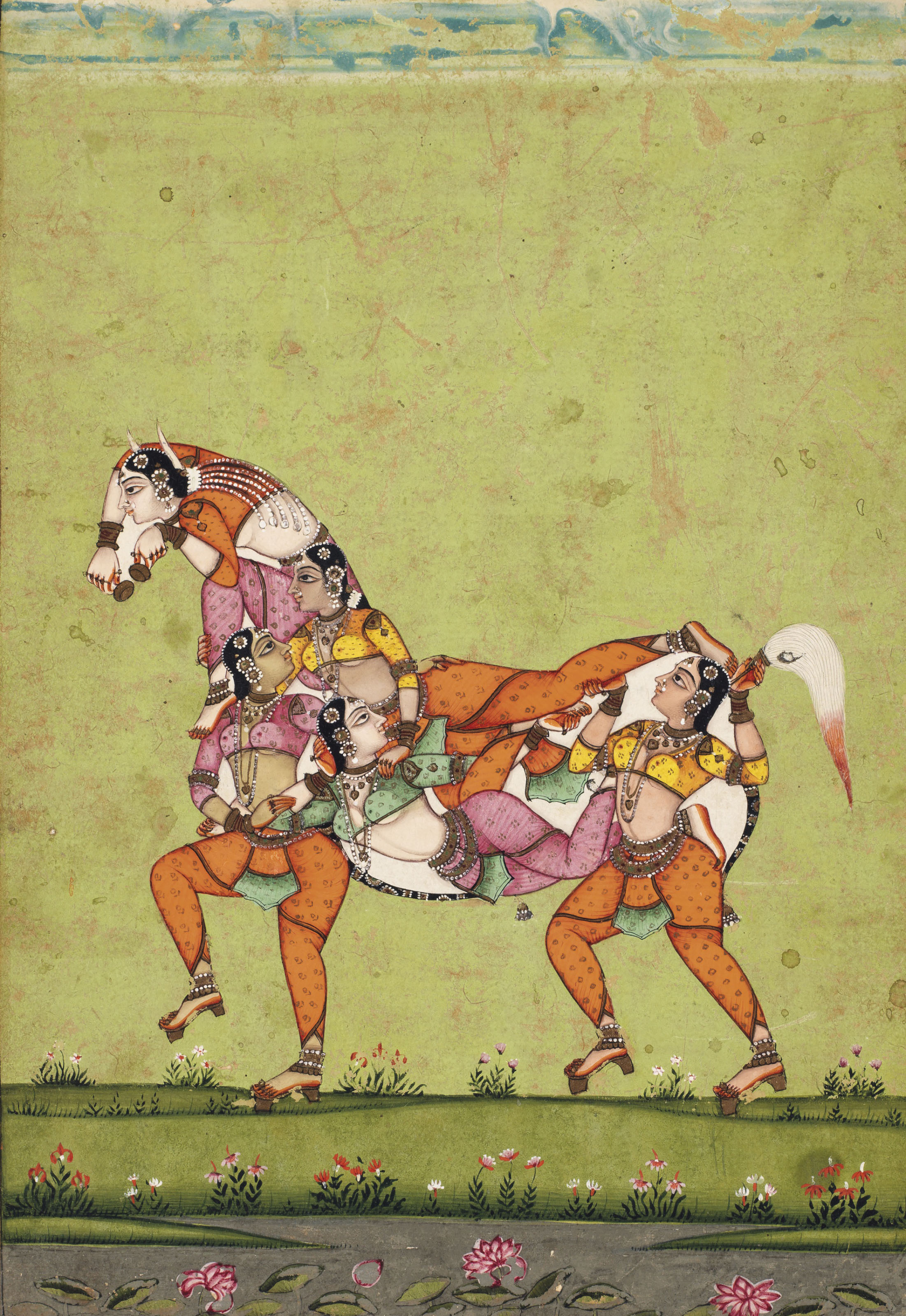A Painting Of A Composite Horse Central India Deccan 18th