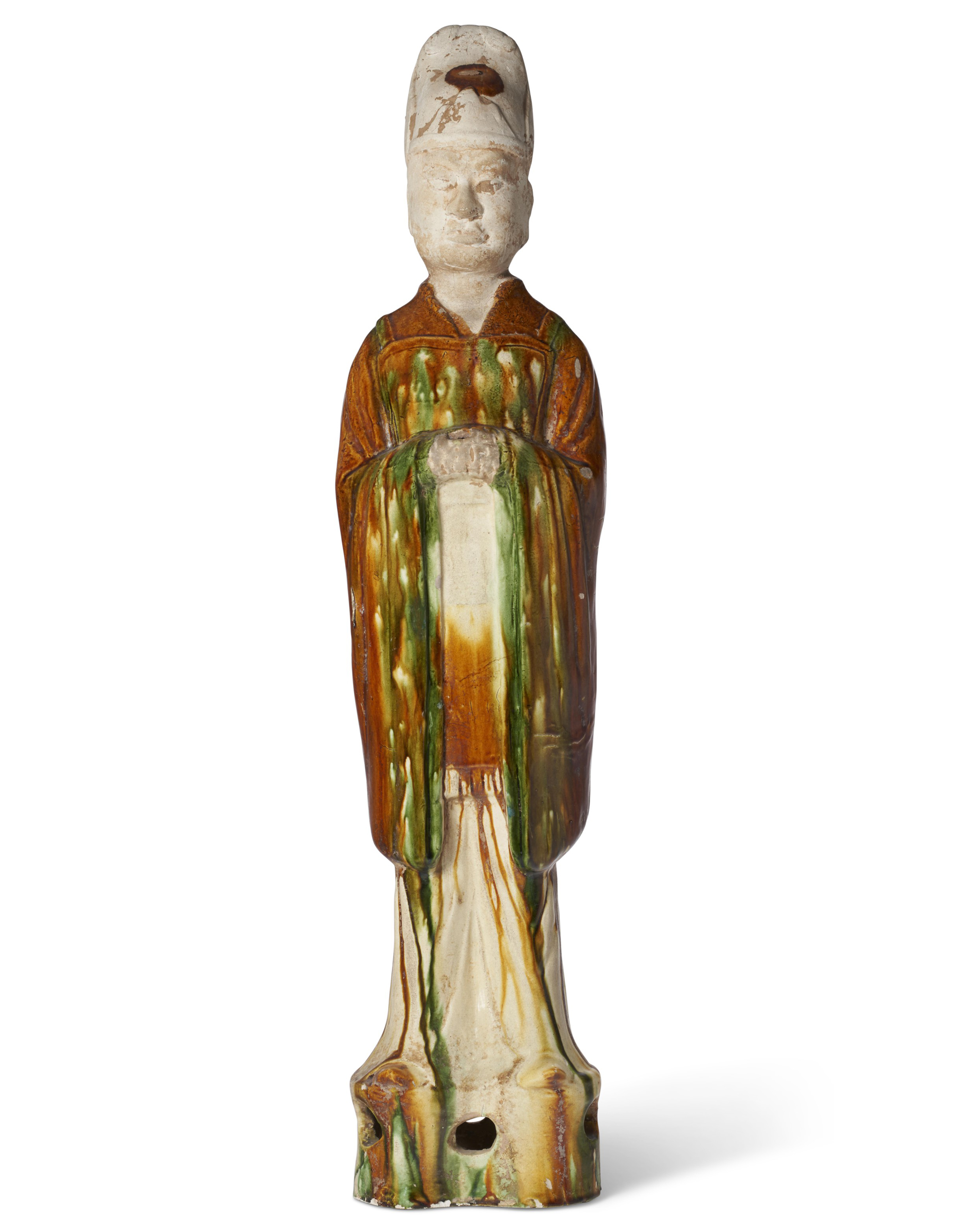 ことわっ 明朝三彩加彩文人俑 】 出土副葬品 高43.5cm O0205G