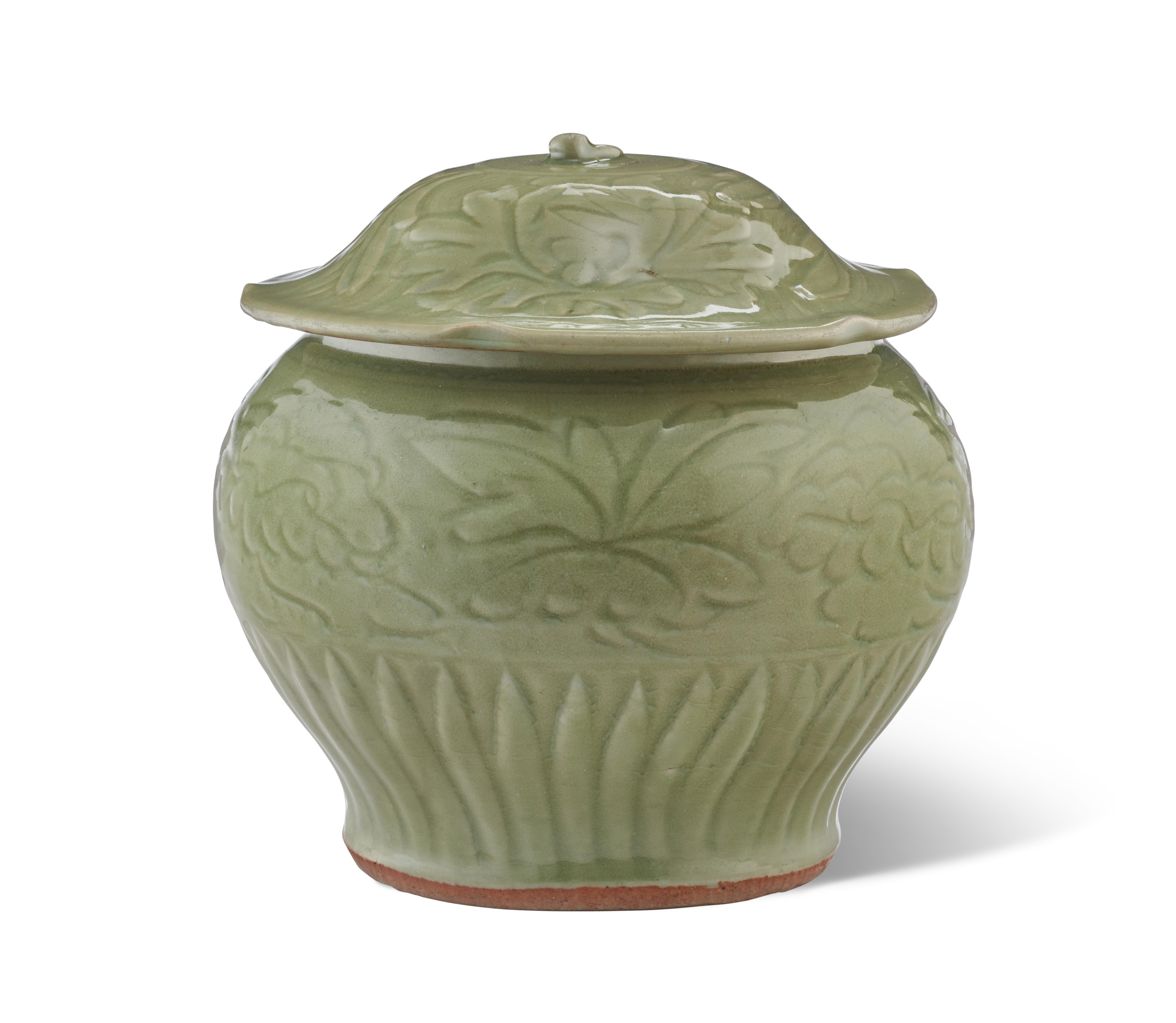 a-carved-longquan-celadon-jar-and-cover-ming-dynasty-1368-1644
