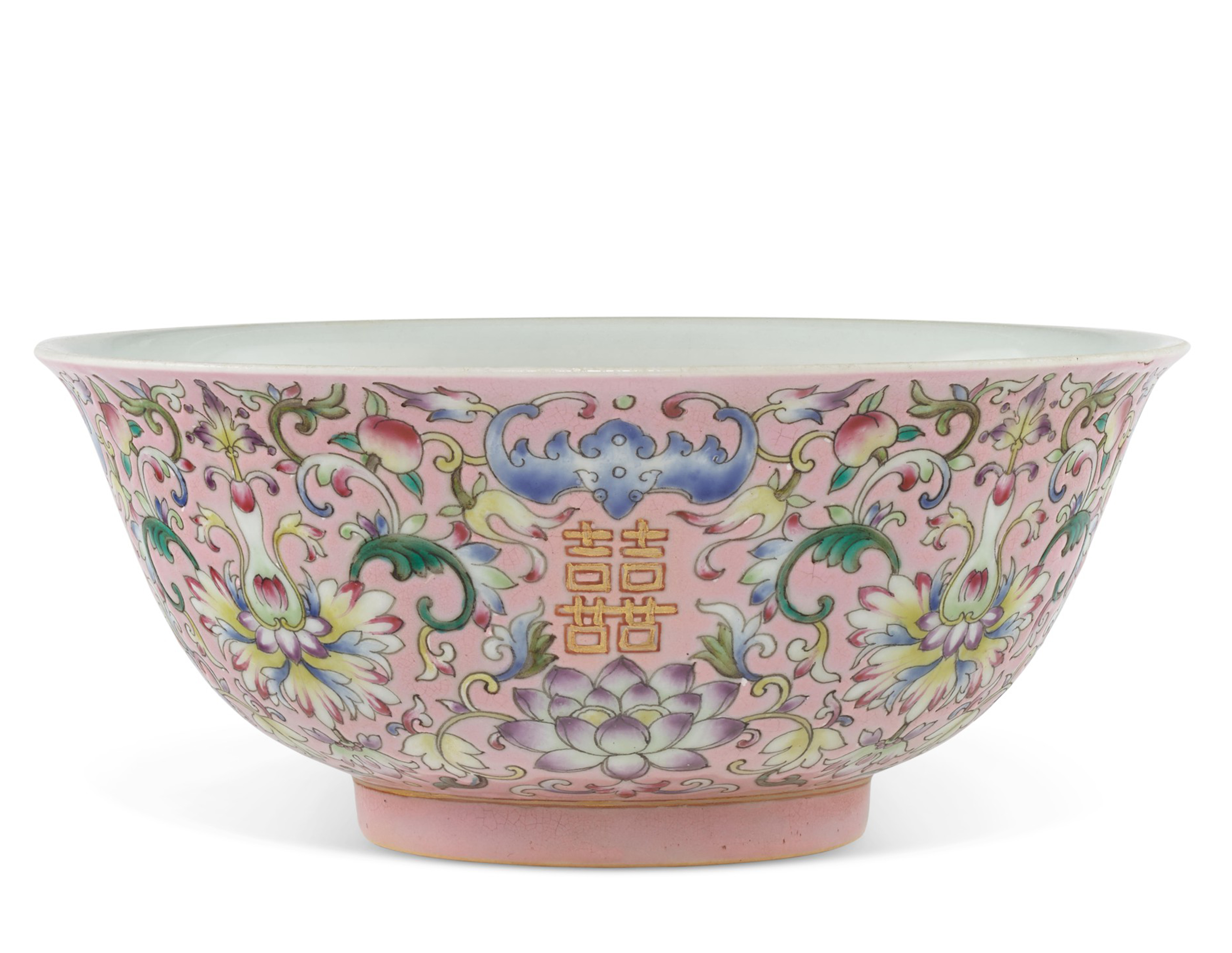 清光绪粉彩百花不落地碗三件及盖一件, GUANGXU SIX-CHARACTER MARKS IN