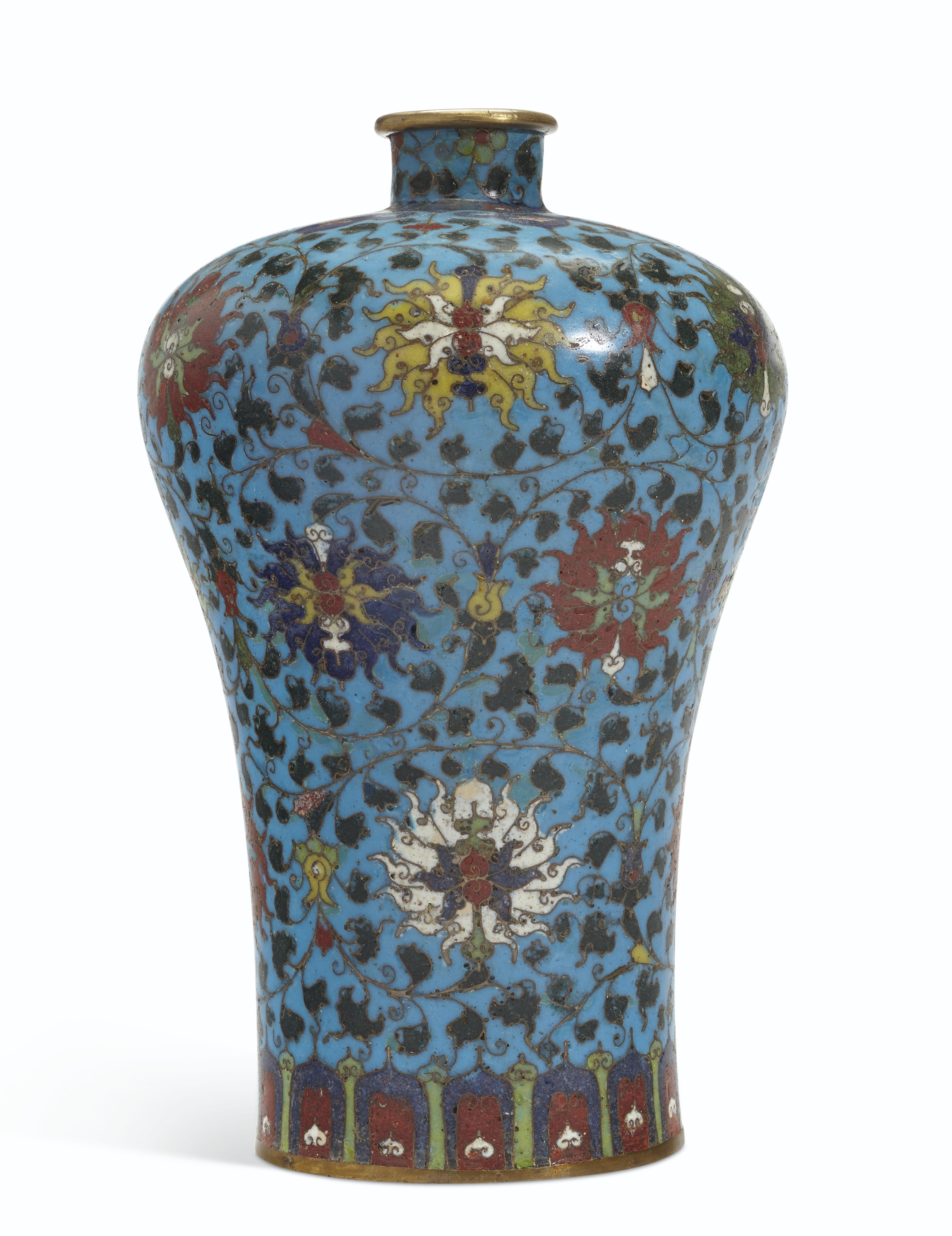 A CHINESE CLOISONNE ENAMEL VASE, MEIPING , MING DYNASTY, 16TH17TH