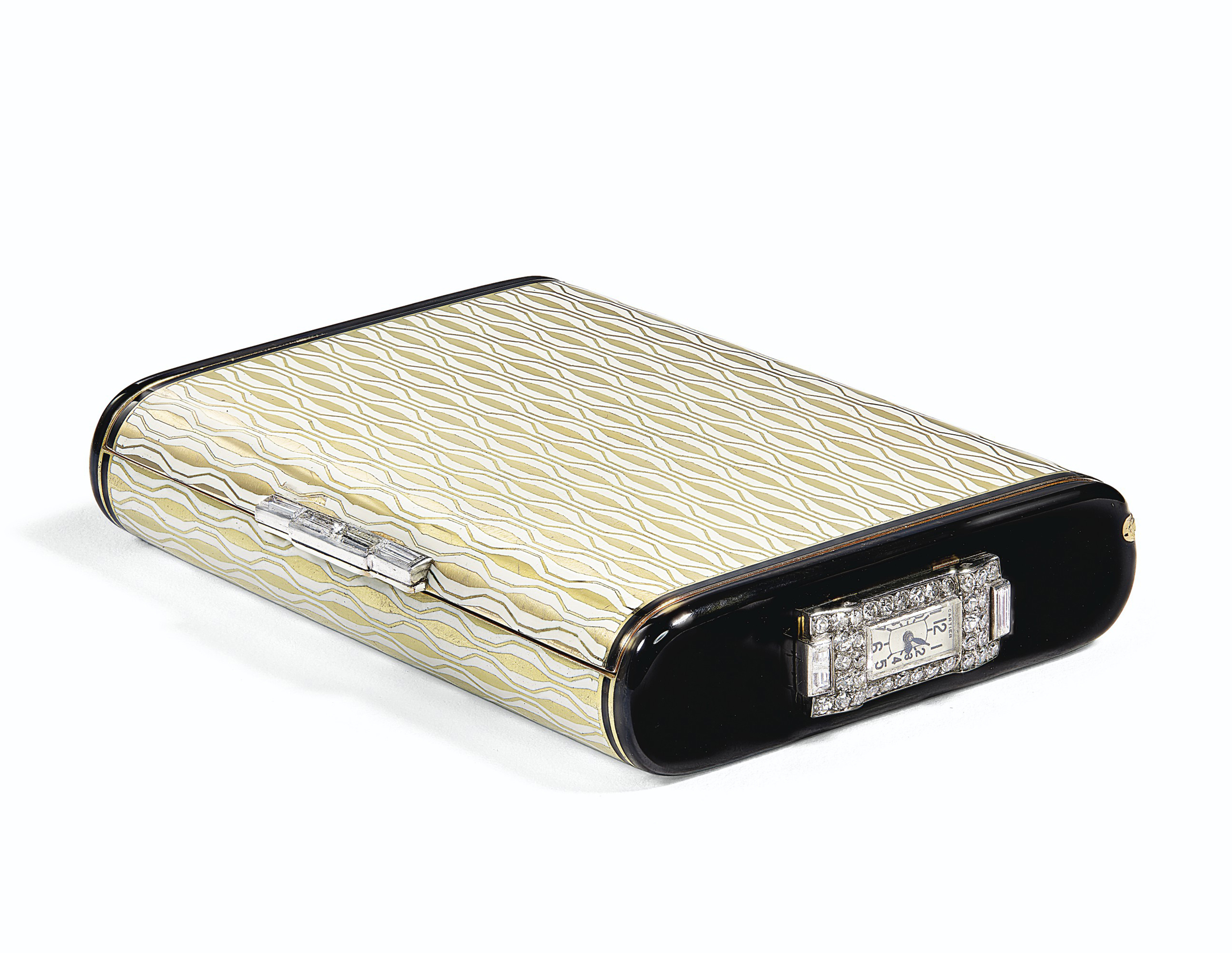 Art Deco Gold Enamel And Diamond Watch And Vanity Case Cartier Jewelry Compact Christie S