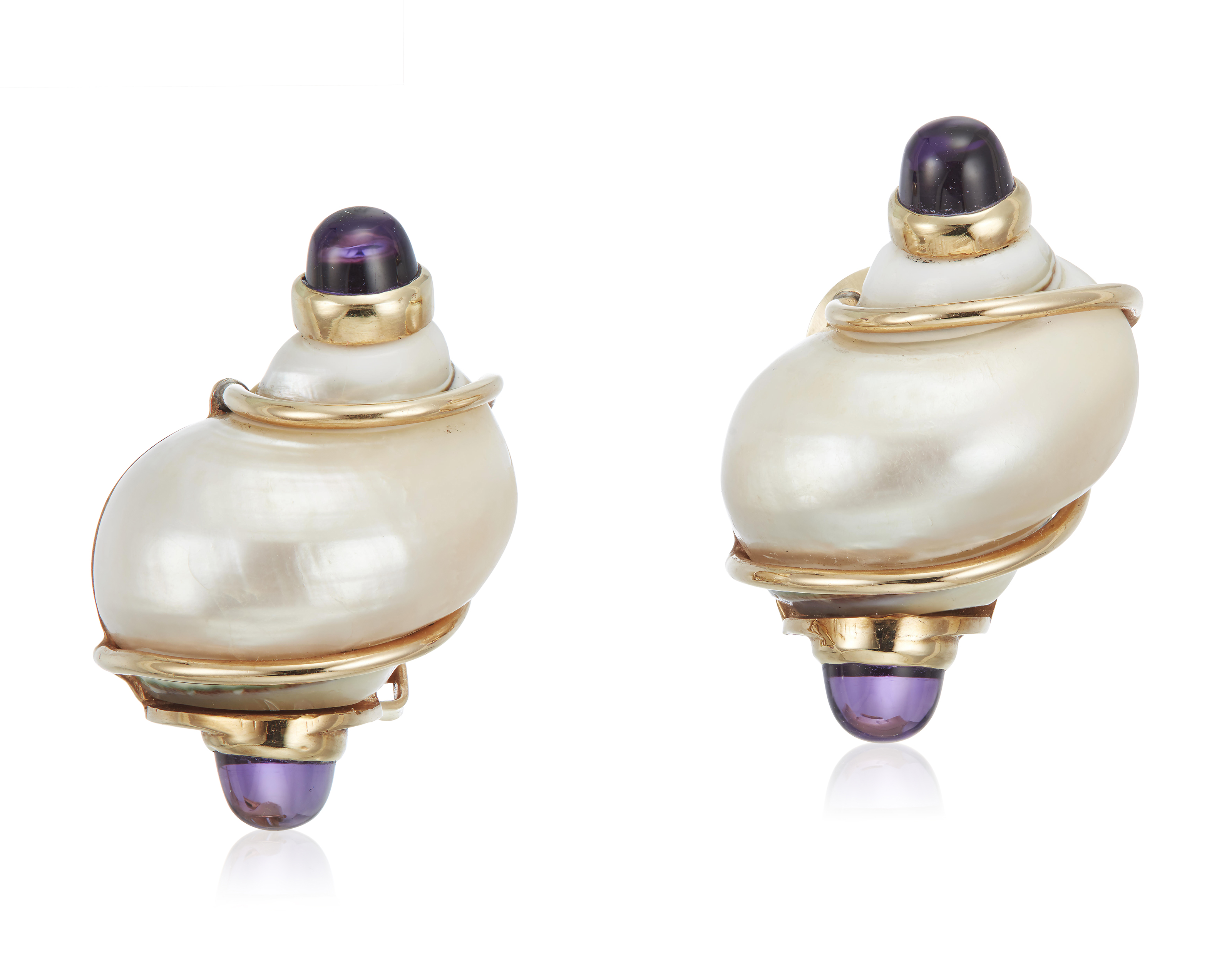 Catalog image of SEAMAN SCHEPPS SHELL AND AMETHYST EARRINGS