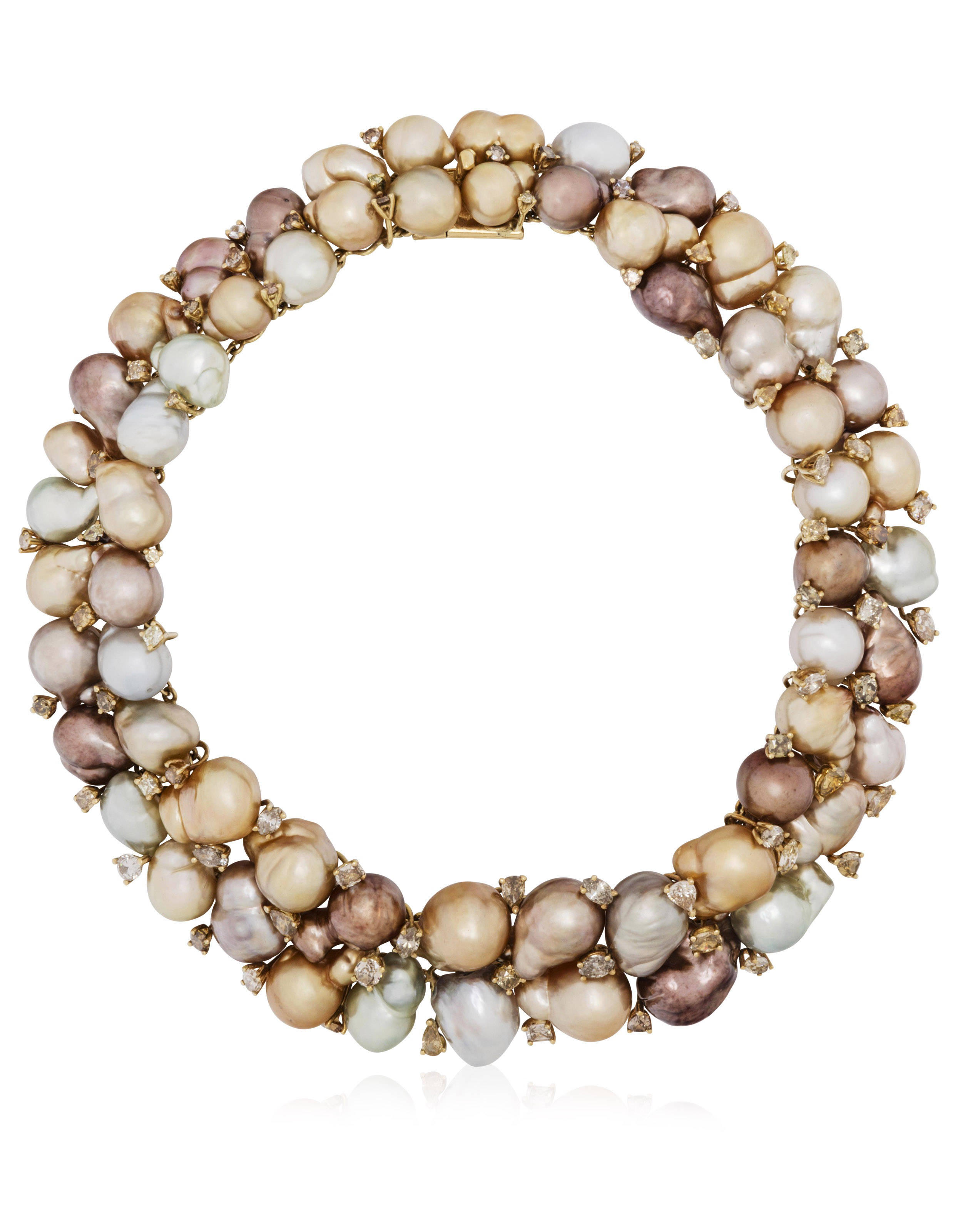 MULTI-COLORED CULTURED BAROQUE PEARL AND COLORED DIAMOND NECKLACE ...