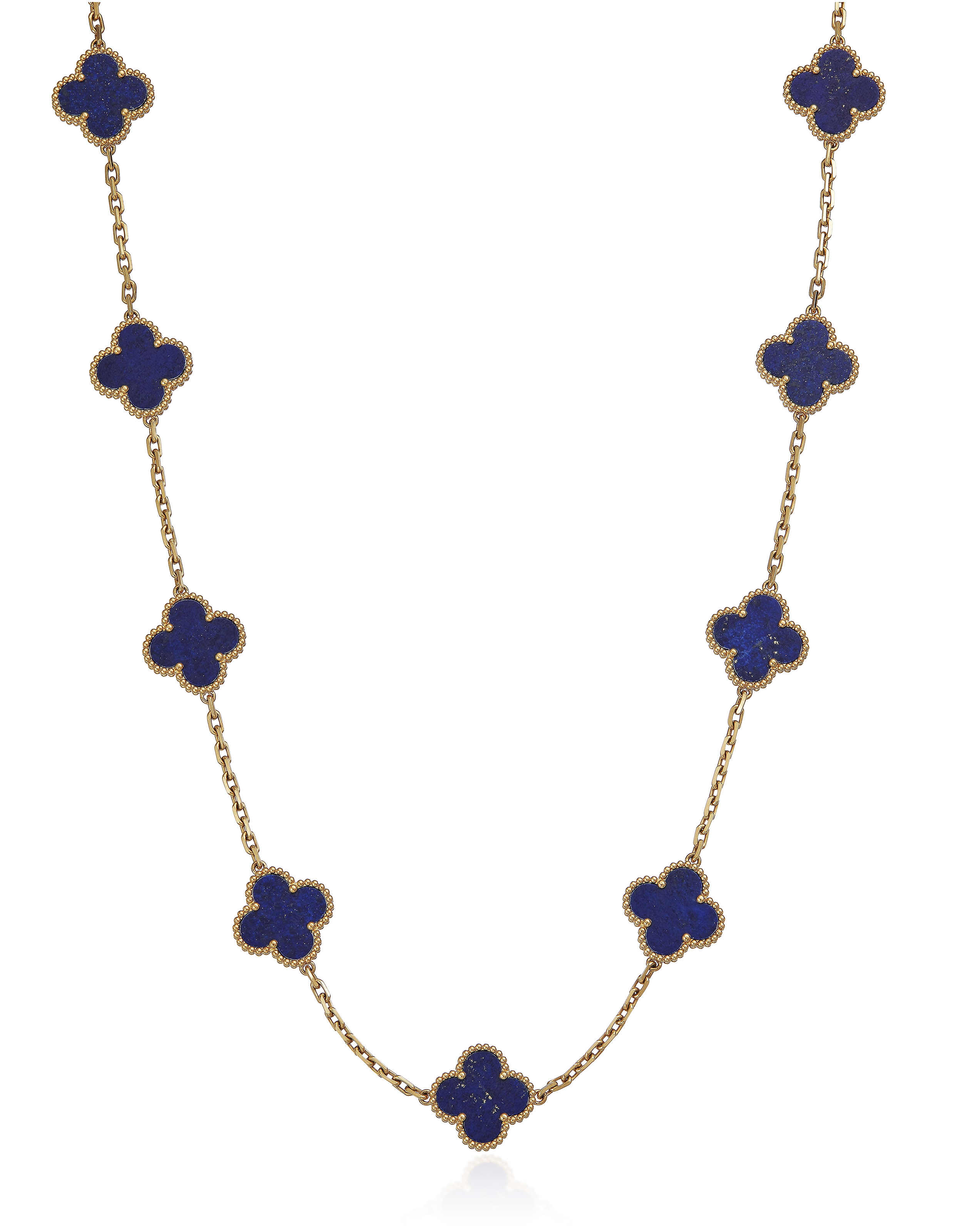 VAN CLEEF & ARPELS 'VINTAGE ALHAMBRA' LAPIS LAZULI LONG NECKLACE