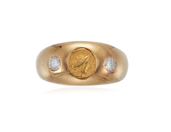 Bulgari Gold Ancient Coin And Diamond Ring Christie S $2,499 bulgari ancient coin ring, other; onlineonly christies com