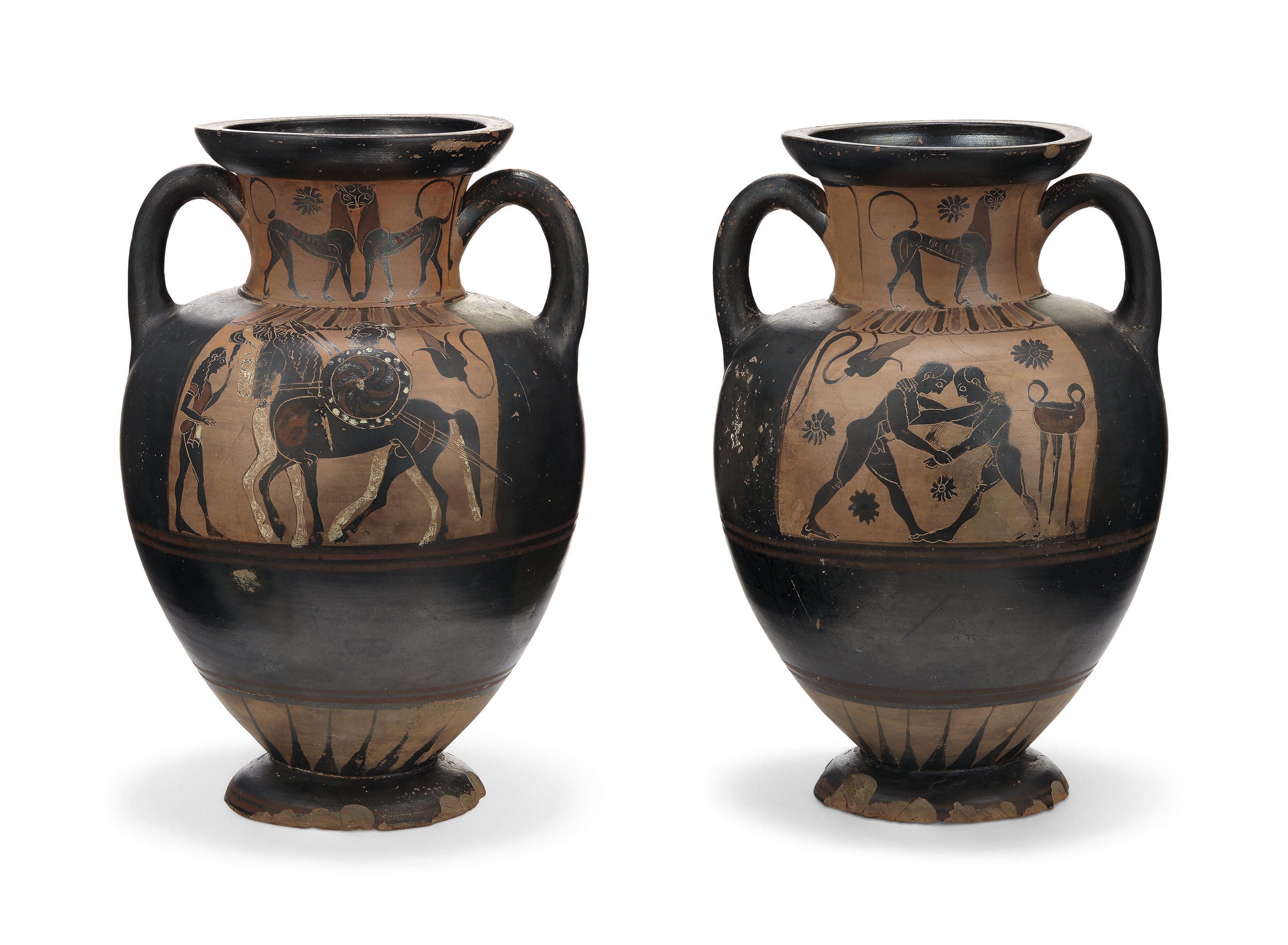 A Pseudo Chalcidian Black Figured Neck Amphora Attributed To The
