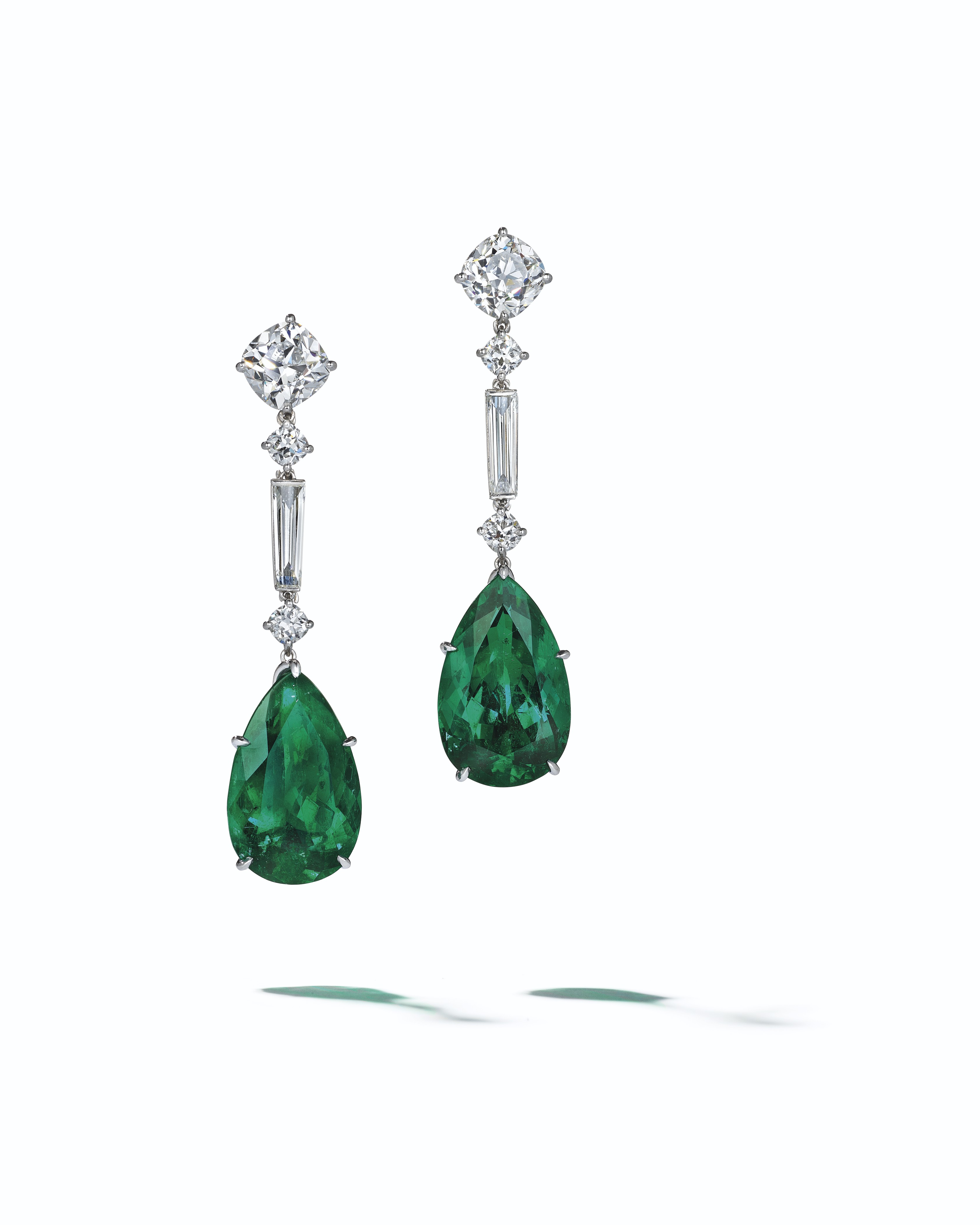 EMERALD AND DIAMOND EARRINGS, CARTIER