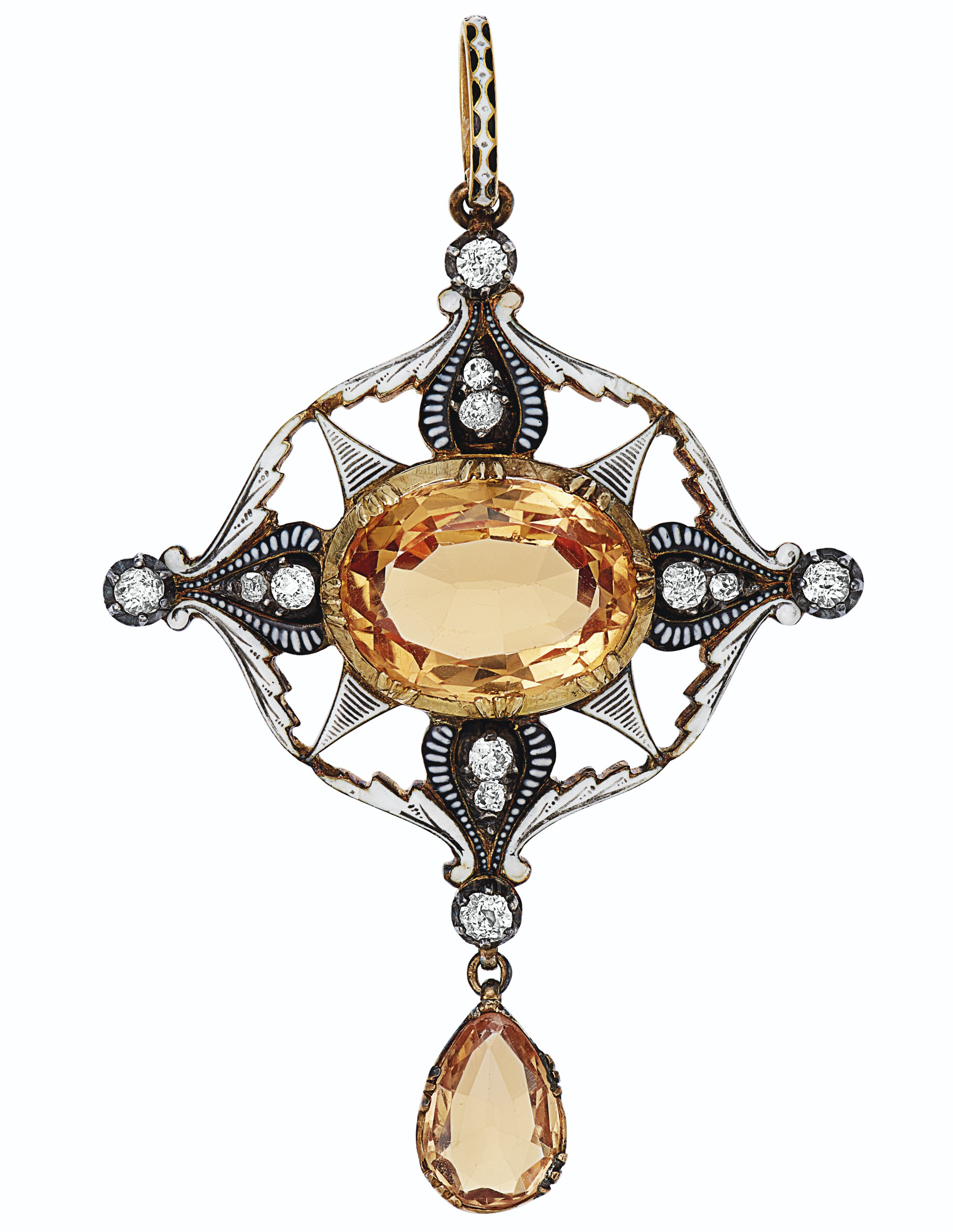 ANTIQUE TOPAZ, DIAMOND AND ENAMEL PENDANT, GIULIANO | Christie's