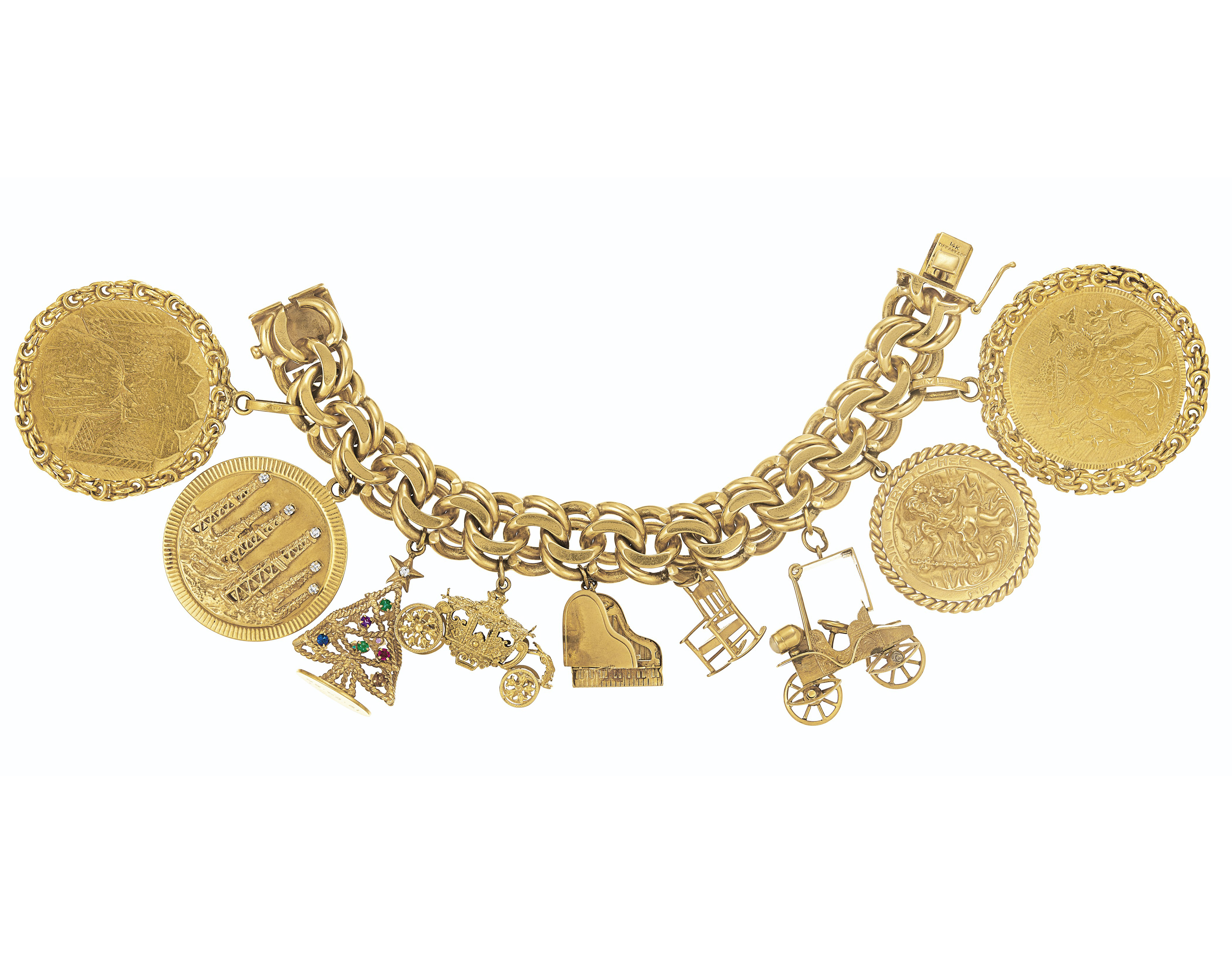 TWO GOLD AND MULTI GEM CHARM BRACELETS TIFFANY CO. Christie s