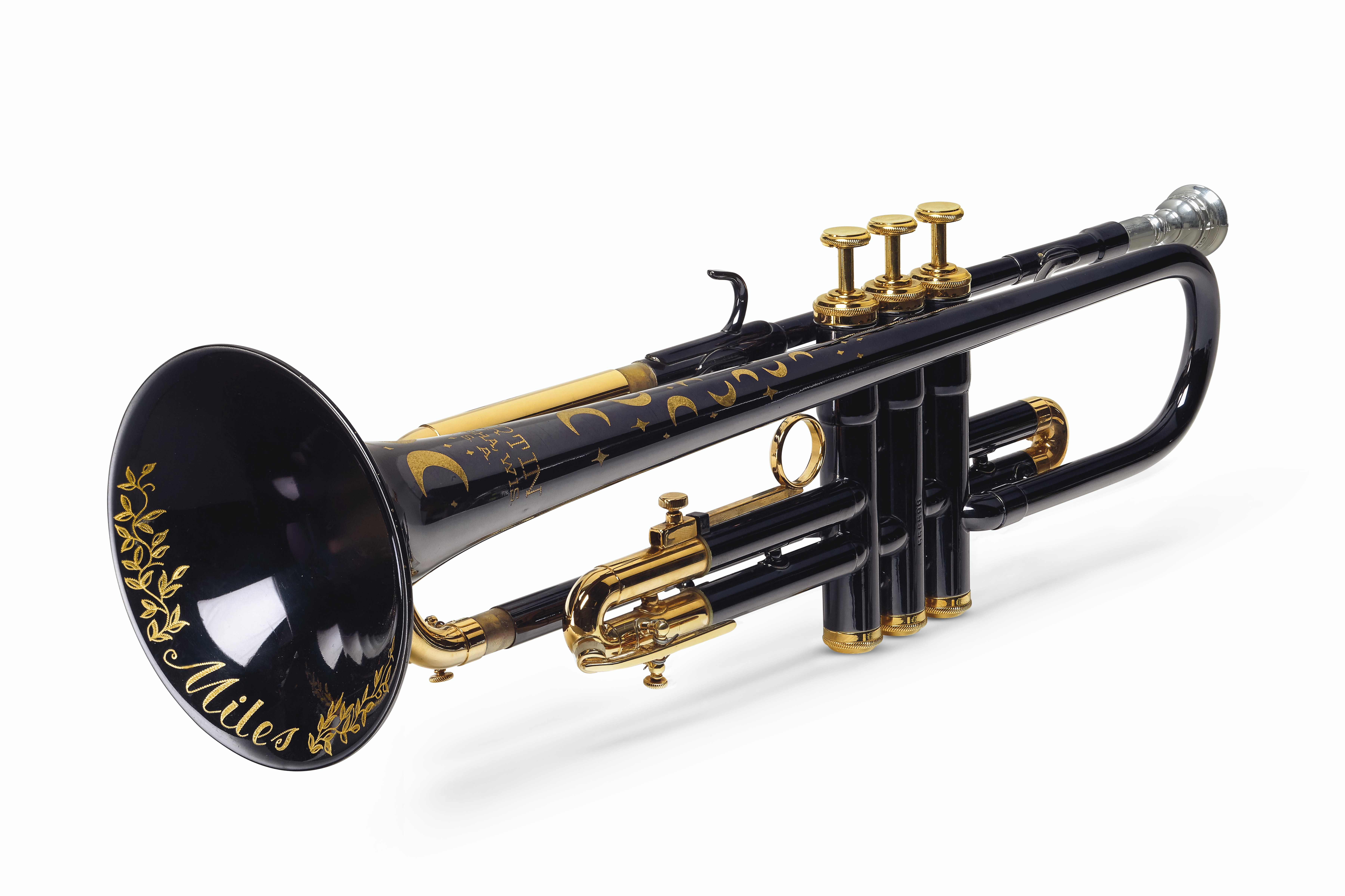A GILT DECORATED BLUE LACQUERED TRUMPET IN B FLAT The Martin Company Kenosha Wisconsin circa 1980 Christie s
