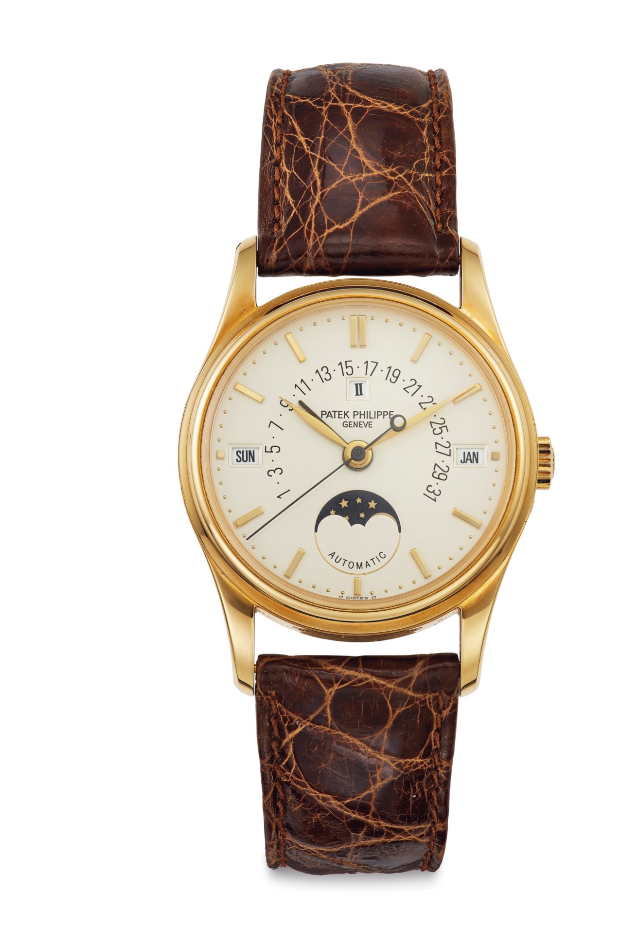 Patek Philippe. A Fine 18k Gold Automatic Perpetual Calendar Wristwatch