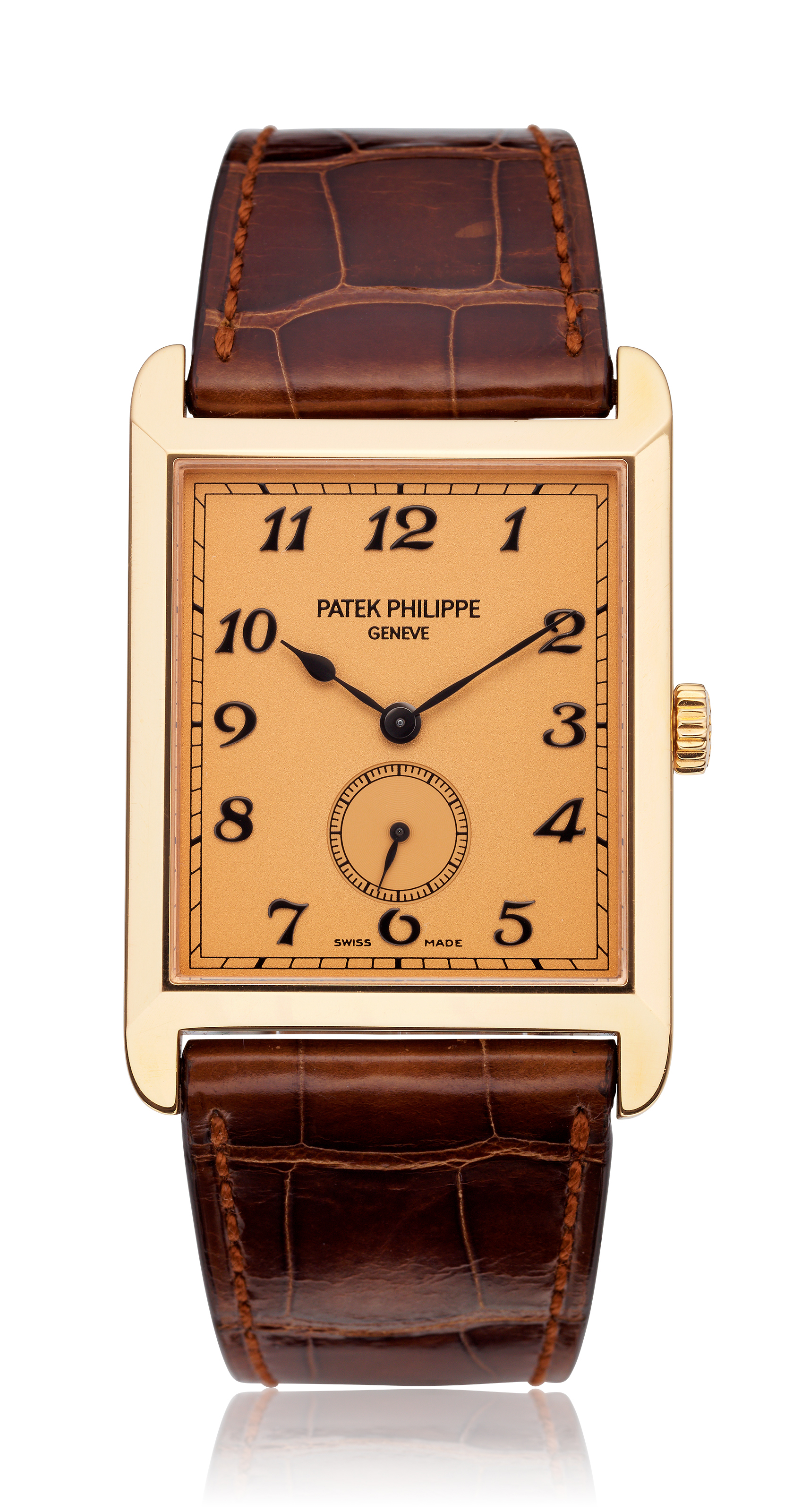PATEK PHILIPPE, 18K RECTANGULAR WATCH WITH BREGUET NUMERALS, REF. 5109 ...