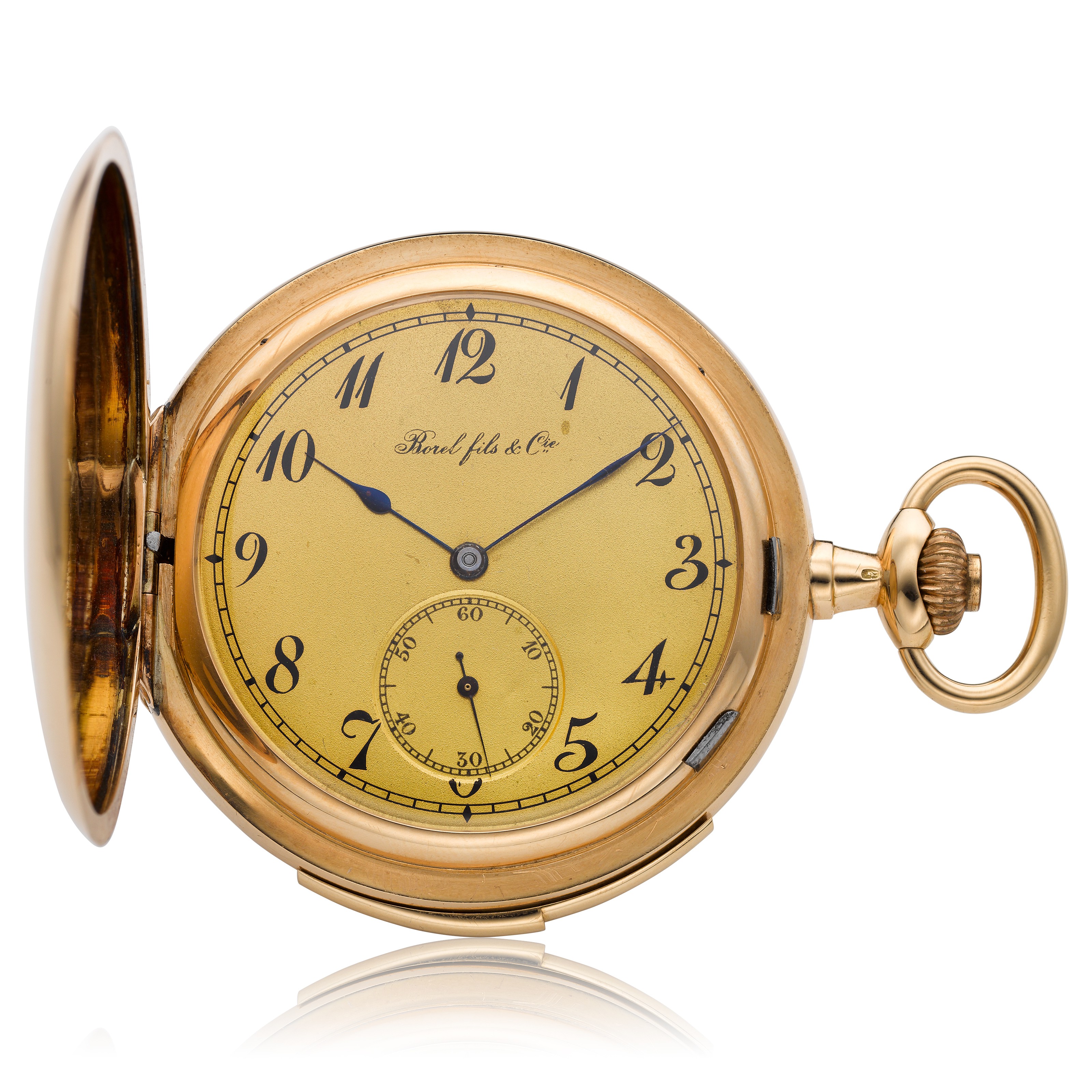 BOREL FILS CIE. 14K MINUTE REPEATING HUNTER CASE POCKET WATCH