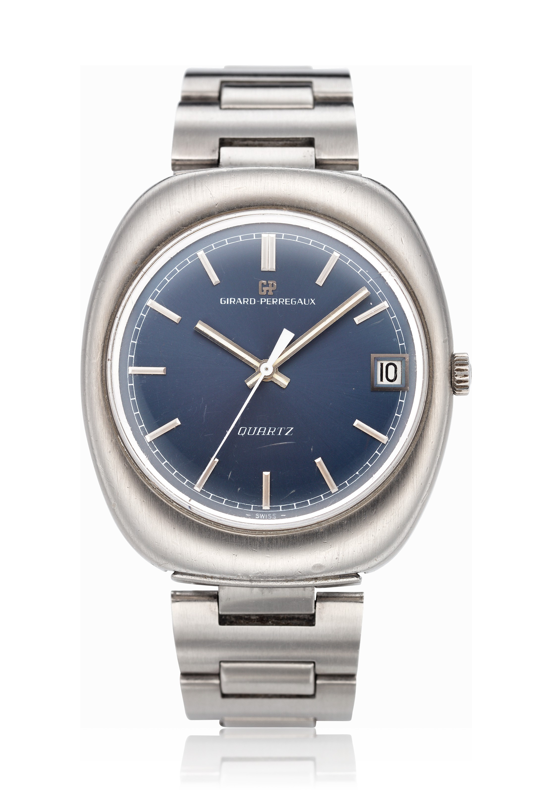 GIRARDPERREGAUX, STEEL CUSHIONSHAPED QUARTZ WATCH, Christie’s