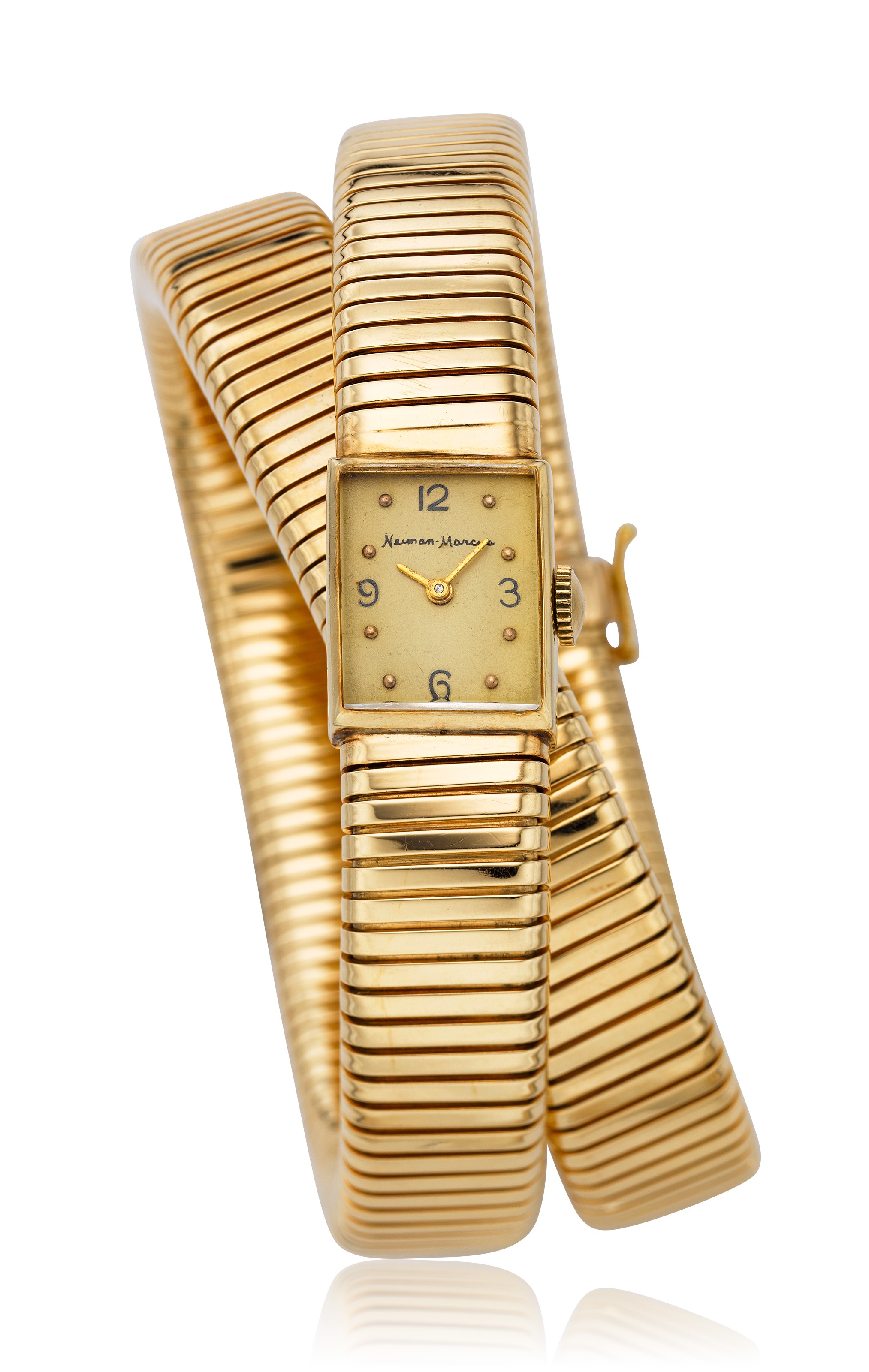 NEIMAN MARCUS, LADIES’ 14K LONG BRACELET WATCH WITH MOVEMENT MADE BY