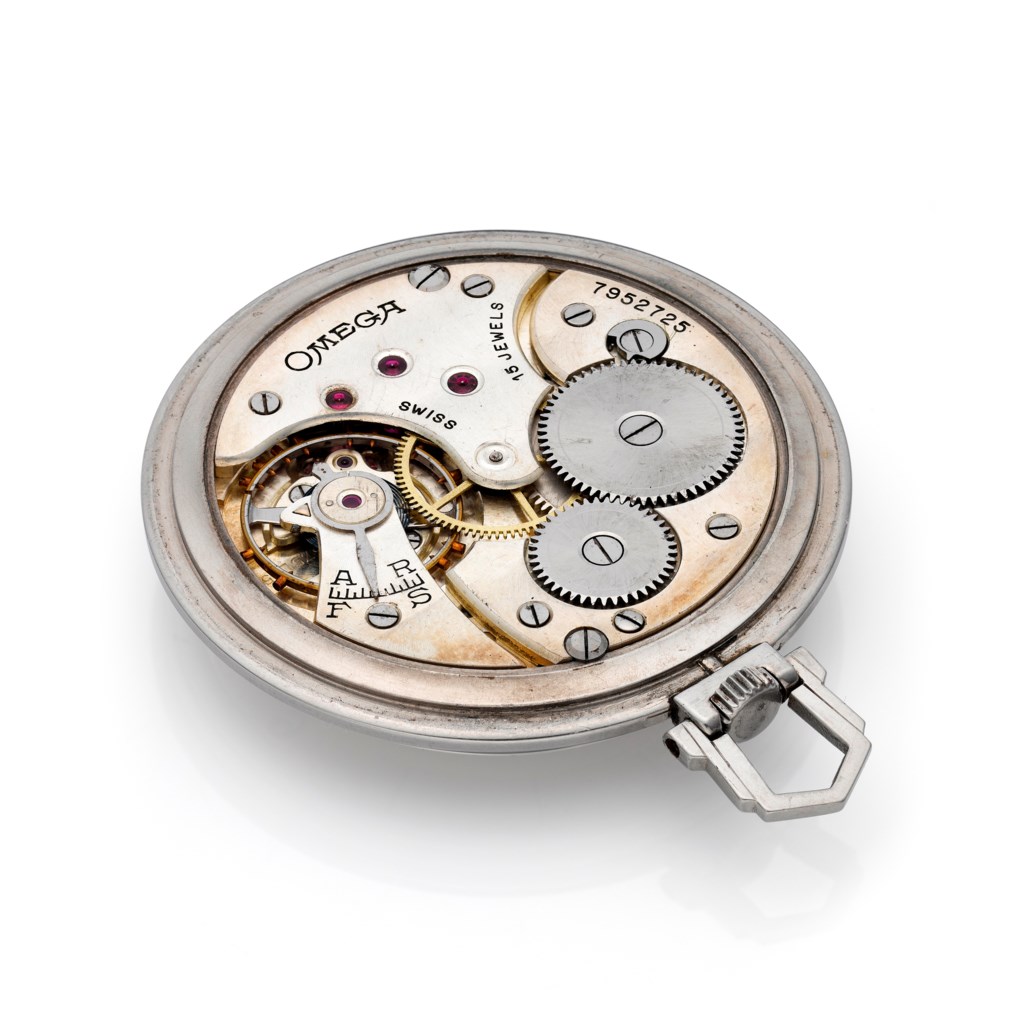 OMEGA, STEEL SECTOR DIAL POCKET WATCH, Christie’s