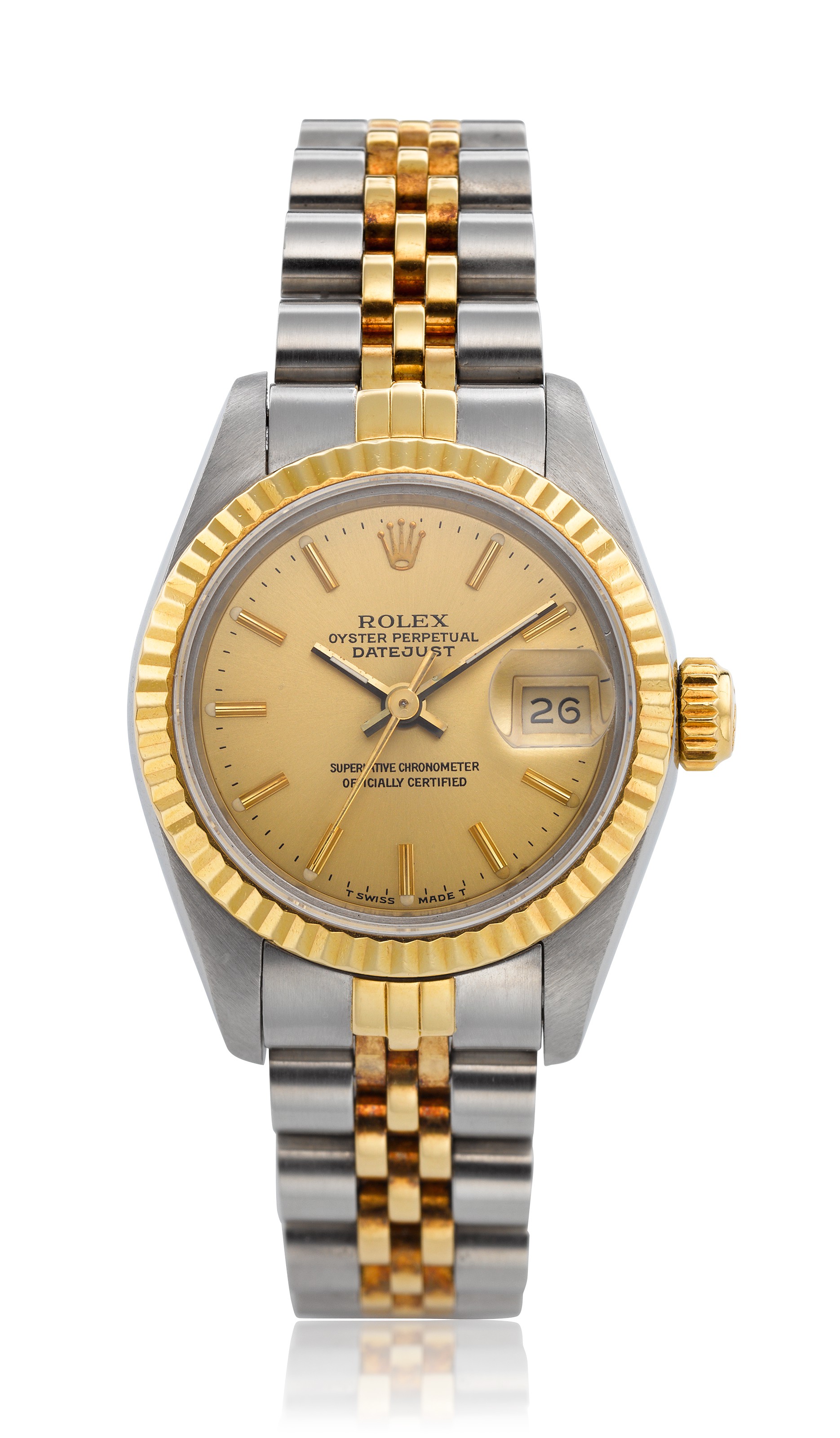 コバラ77 ROLEX, LADIES' PLATINUM DATEJUST WITH DIAMOND INDICES, REF. 69166