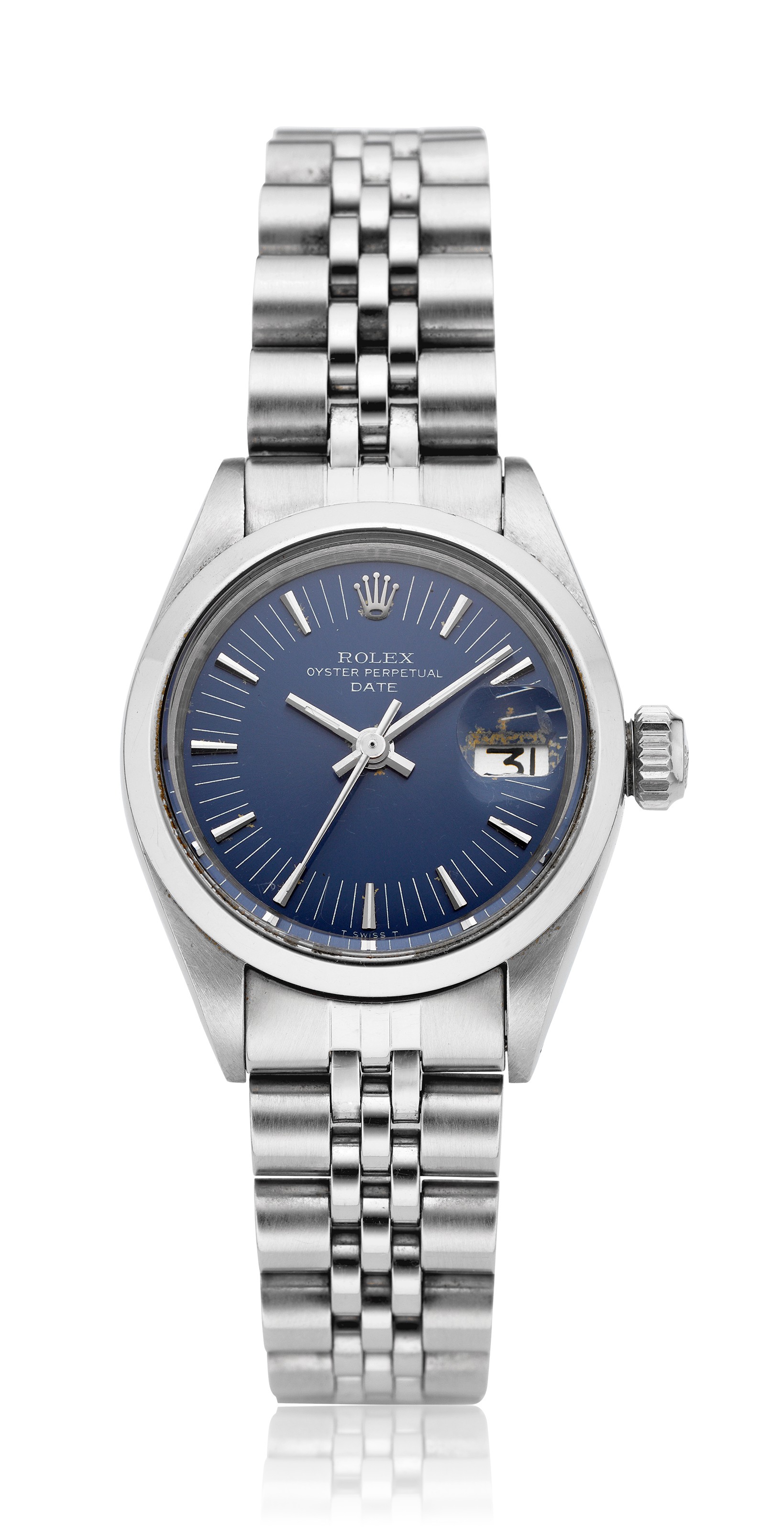 ROLEX, LADIES' PLATINUM DATEJUST WITH DIAMOND INDICES, REF. 69166