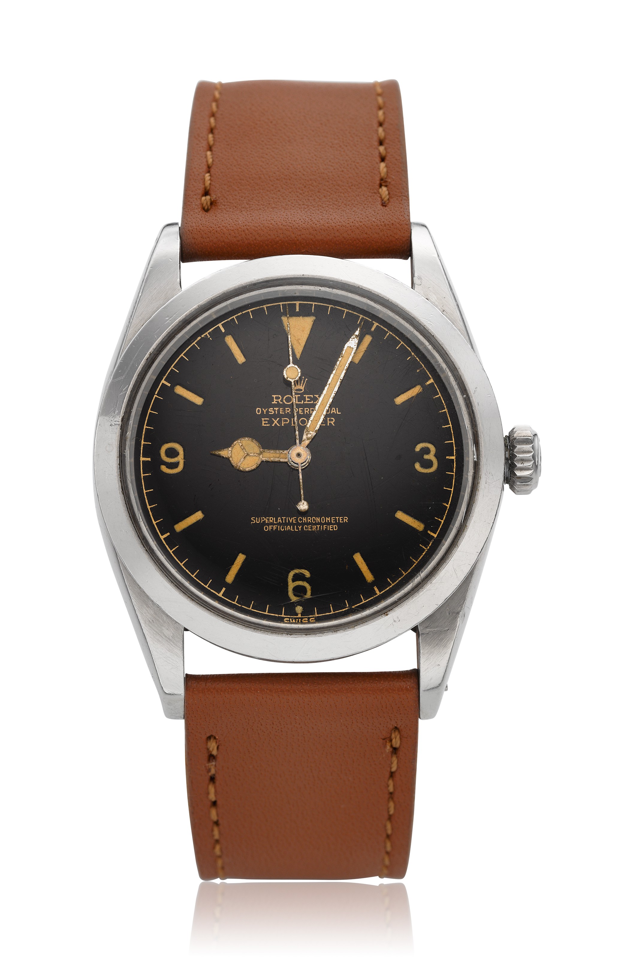 Rolex, Explorer &lsquo;gilt dial&rsquo; with inverse case numbers, ref. 1016. Case diameter: 36 mm. Estimate: $10,000-15,000. Offered in Christie&rsquo;s Watches Online: The Keystone Collection, 30 July to 13 August 2019, Online