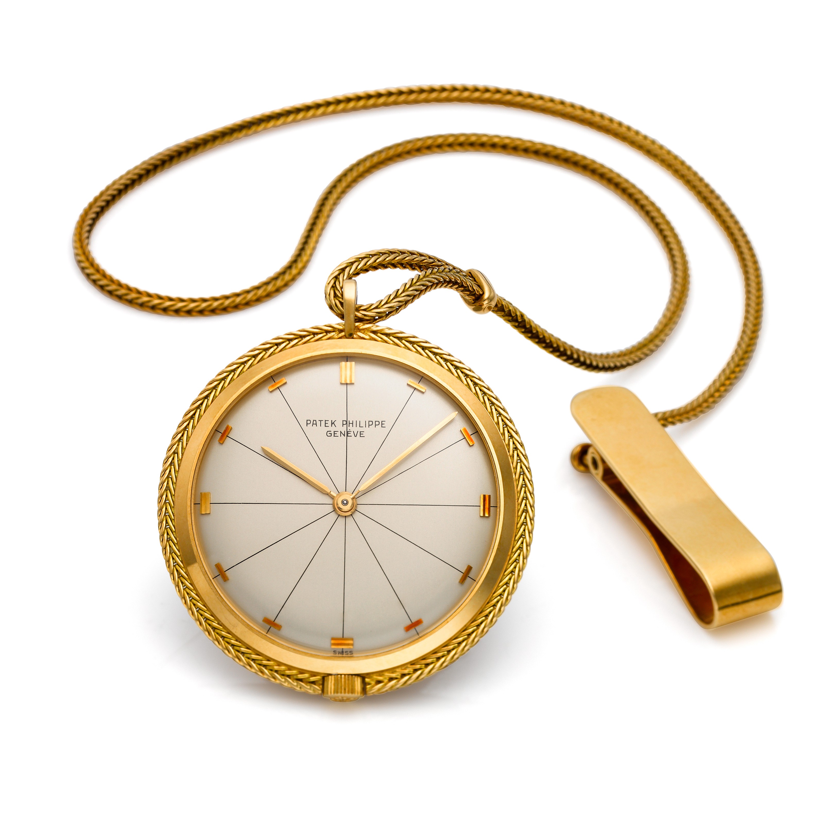 PATEK PHILIPPE, 18K OPENFACE LEPINE POCKET WATCH WITH CHAIN, REF. 783