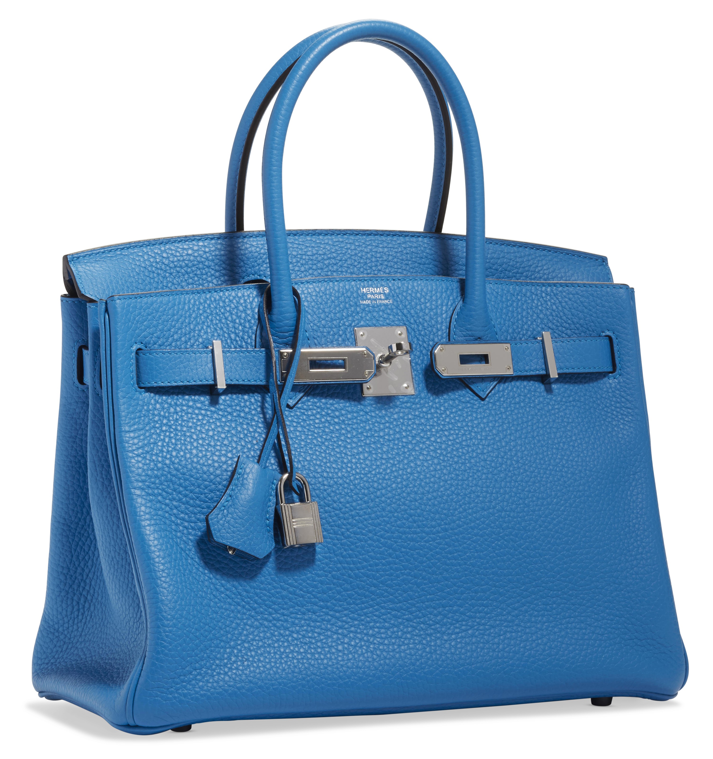 A BLEU ZANZIBAR CLÉMENCE LEATHER BIRKIN 30 WITH PALLADIUM HARDWARE