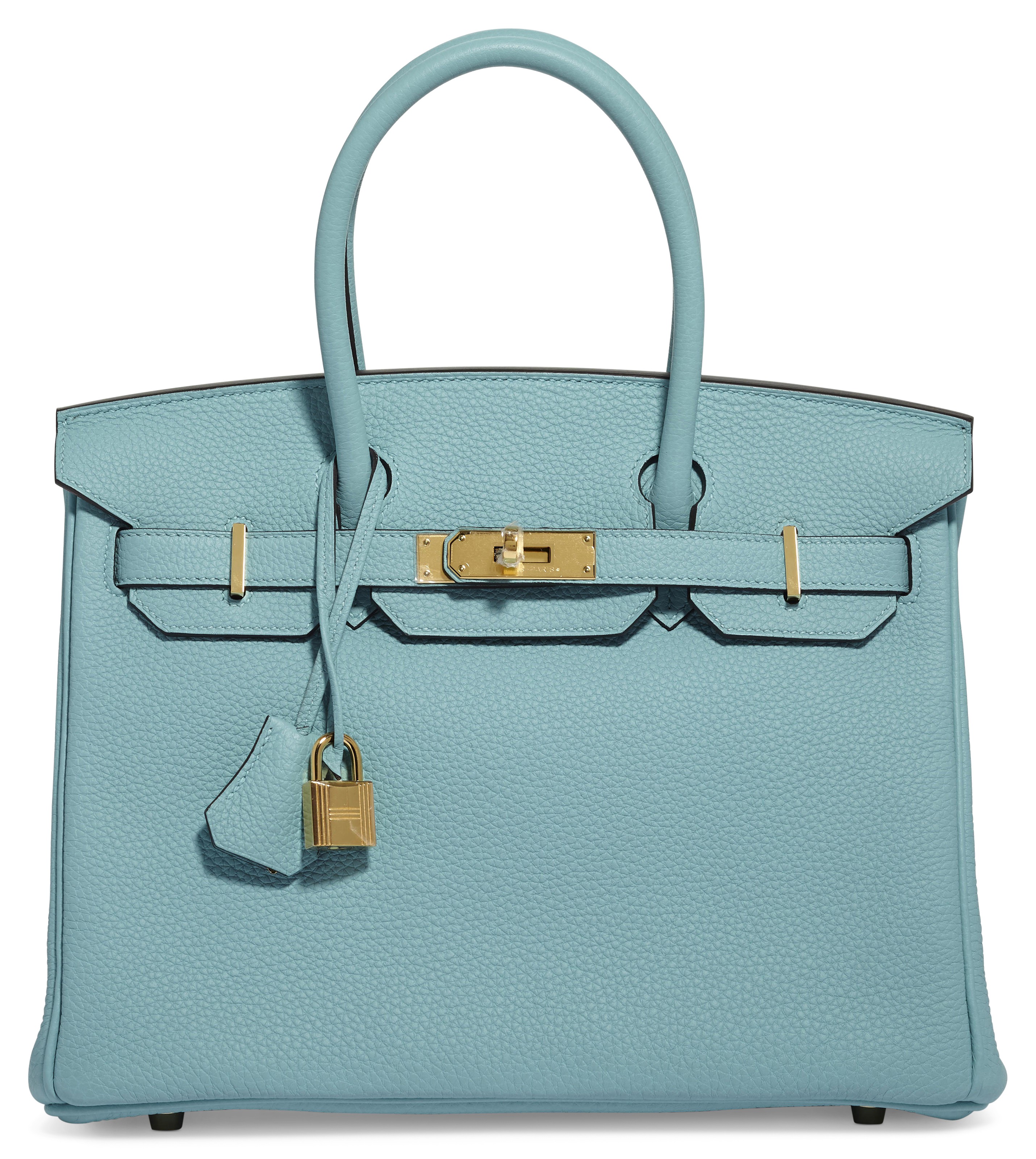 A BLEU ZANZIBAR CLÉMENCE LEATHER BIRKIN 30 WITH PALLADIUM HARDWARE
