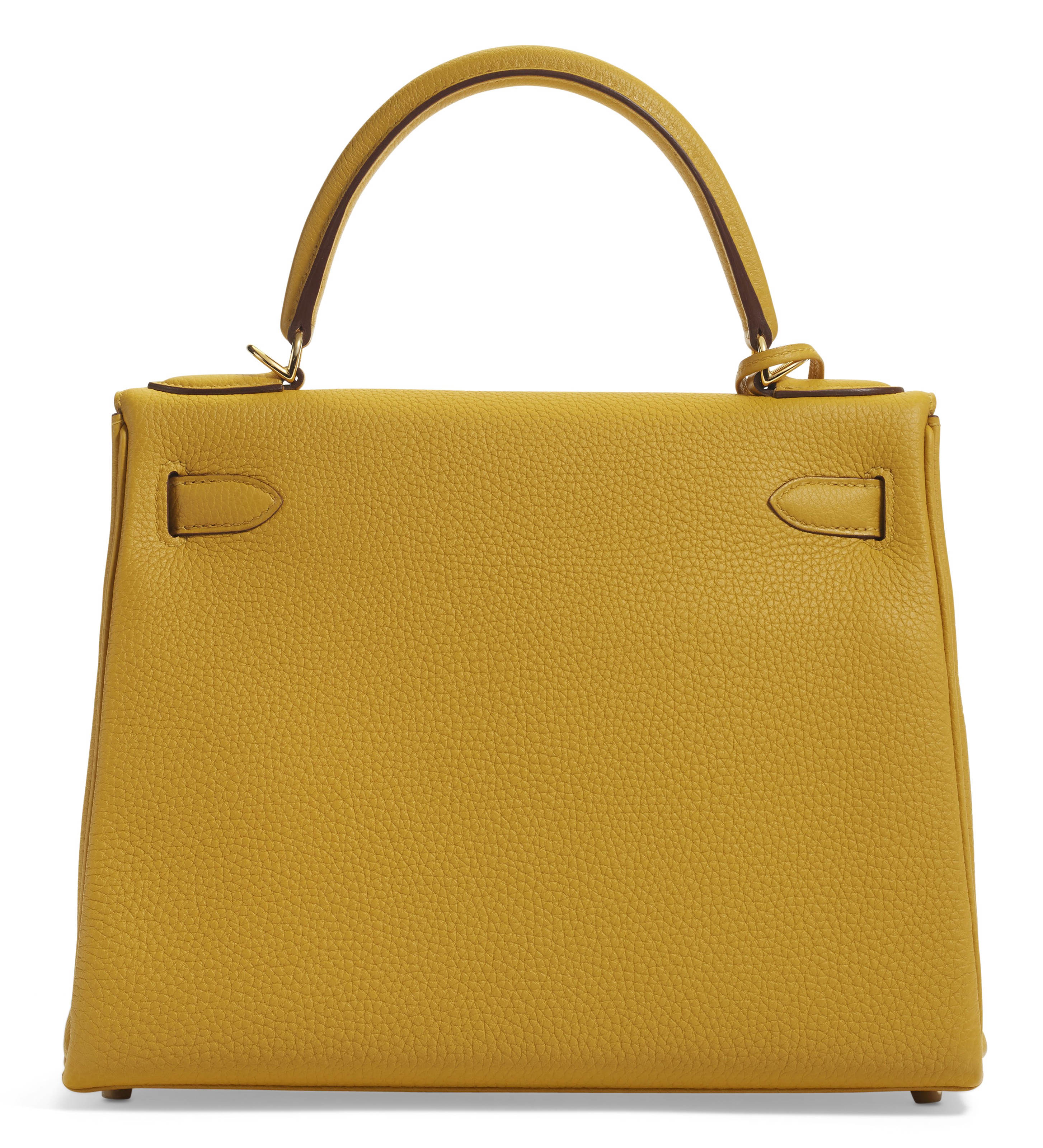 A JAUNE AMBRE CLÈMENCE LEATHER RETOURNÉ KELLY 28 WITH GOLD