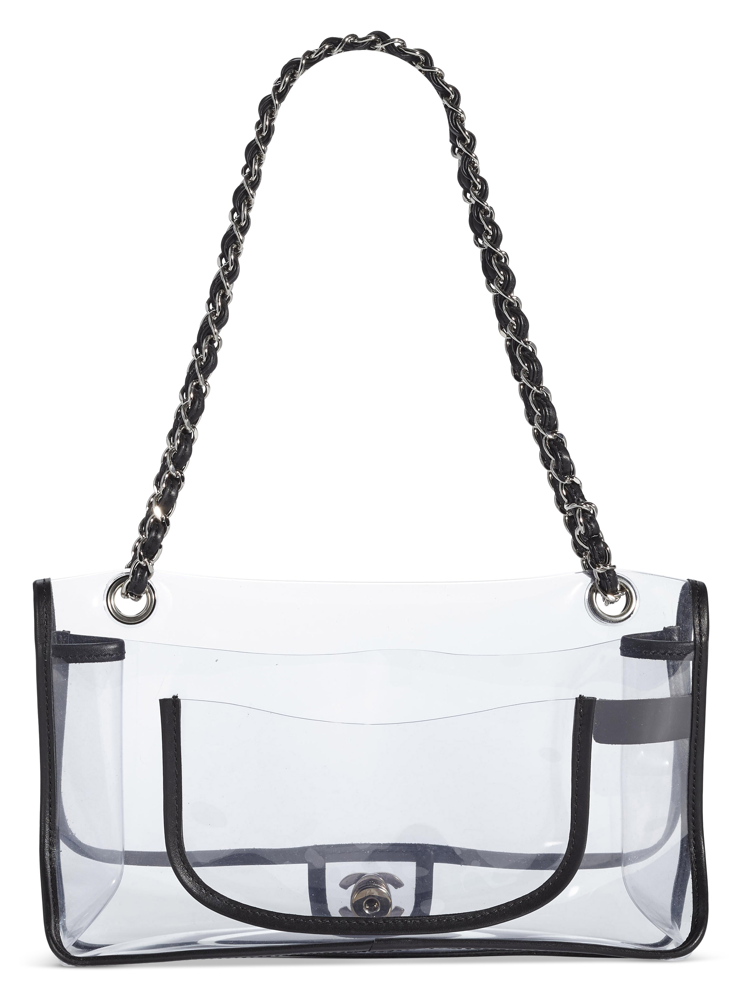 A PVC BLACK LAMBSKIN LEATHER NAKED CLASSIC SINGLE FLAP BAG WITH SILVER HARDWARE