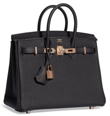 A BLACK TOGO LEATHER BIRKIN 25 WITH ROSE GOLD HARDWARE, HERMÈS, 2018 | Christie's