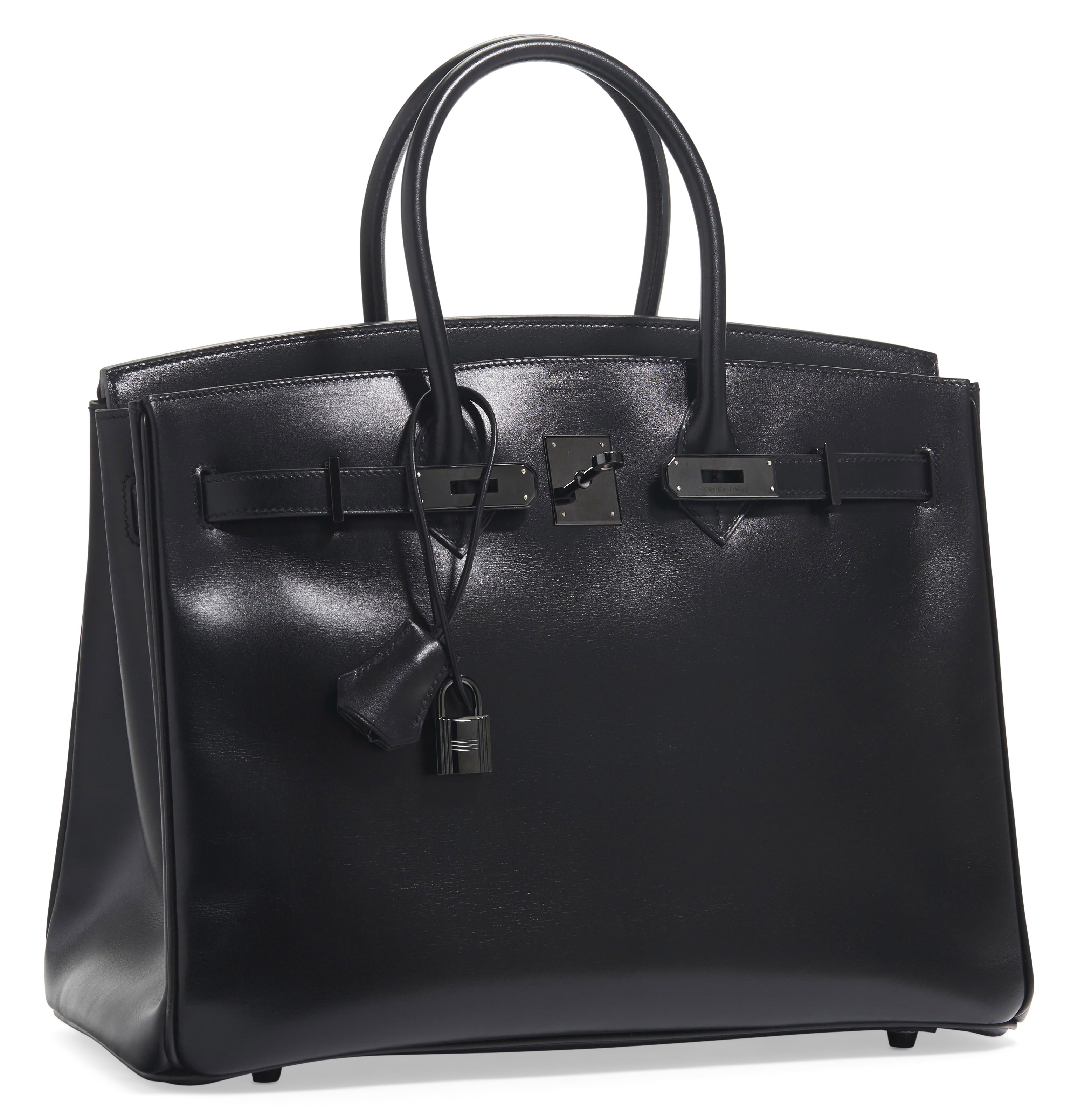 A LIMITED EDITION BLACK CALFBOX LEATHER SO BLACK BIRKIN 35 WITH