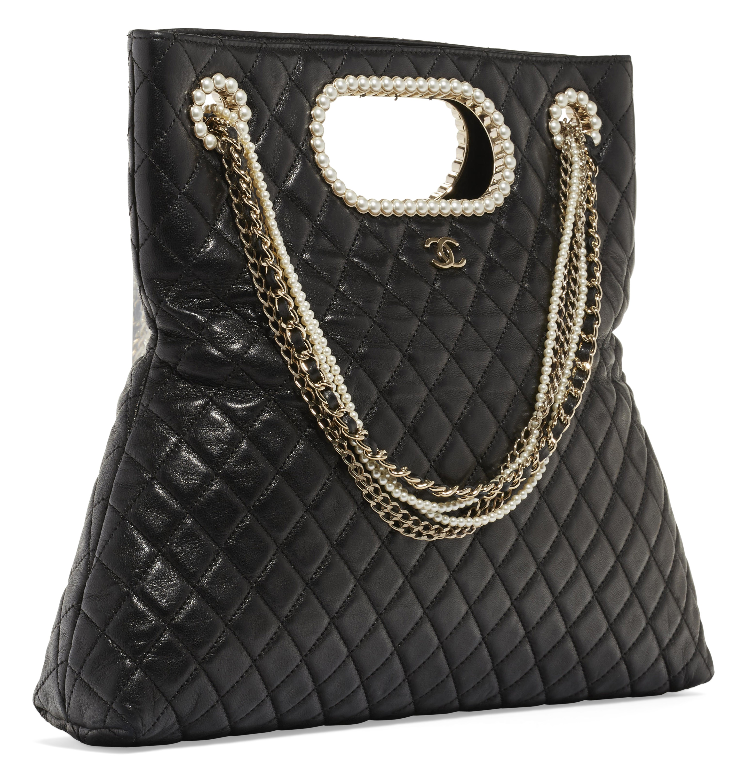 A BLACK LAMBSKIN LEATHER WESTMINSTER PEARLS CONVERTIBLE TOTE WITH PEARL SILVER HARDWARE CHANEL 2008 Christie s
