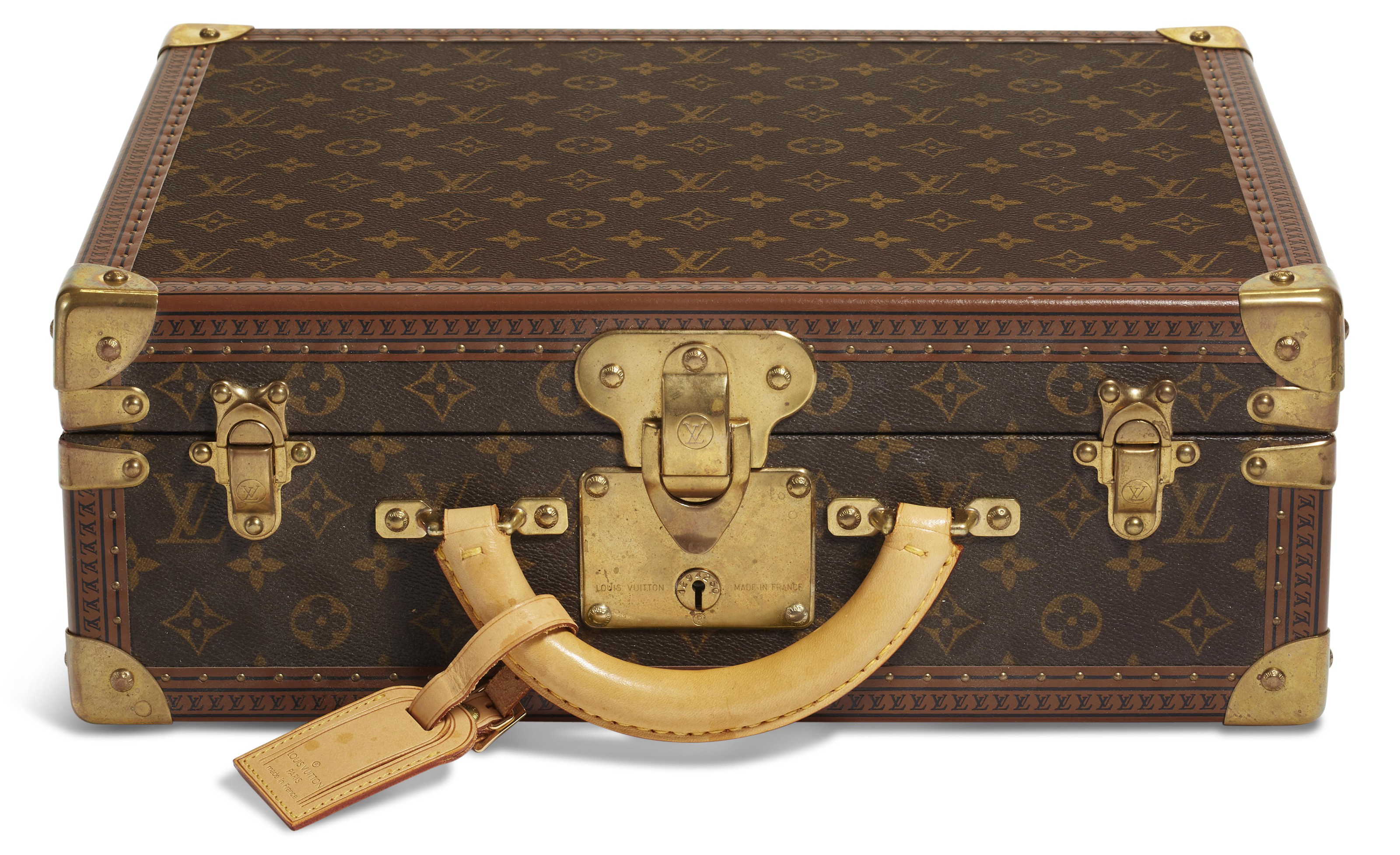 A CLASSIC MONOGRAM CANVAS PRESIDENT BRIEFCASE WITH BRASS HARDWARE