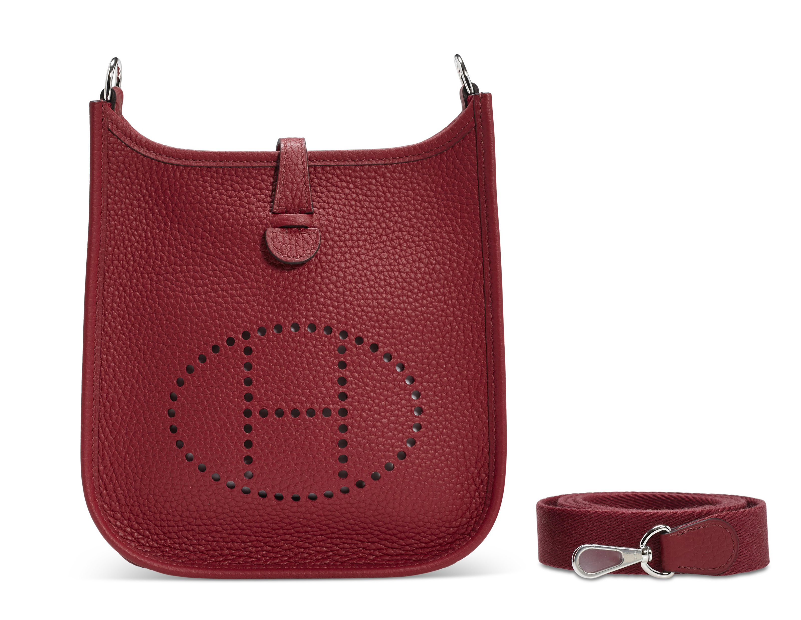 A ROUGE GRENAT TOGO LEATHER EVELYNE TPM WITH PALLADIUM HARDWARE