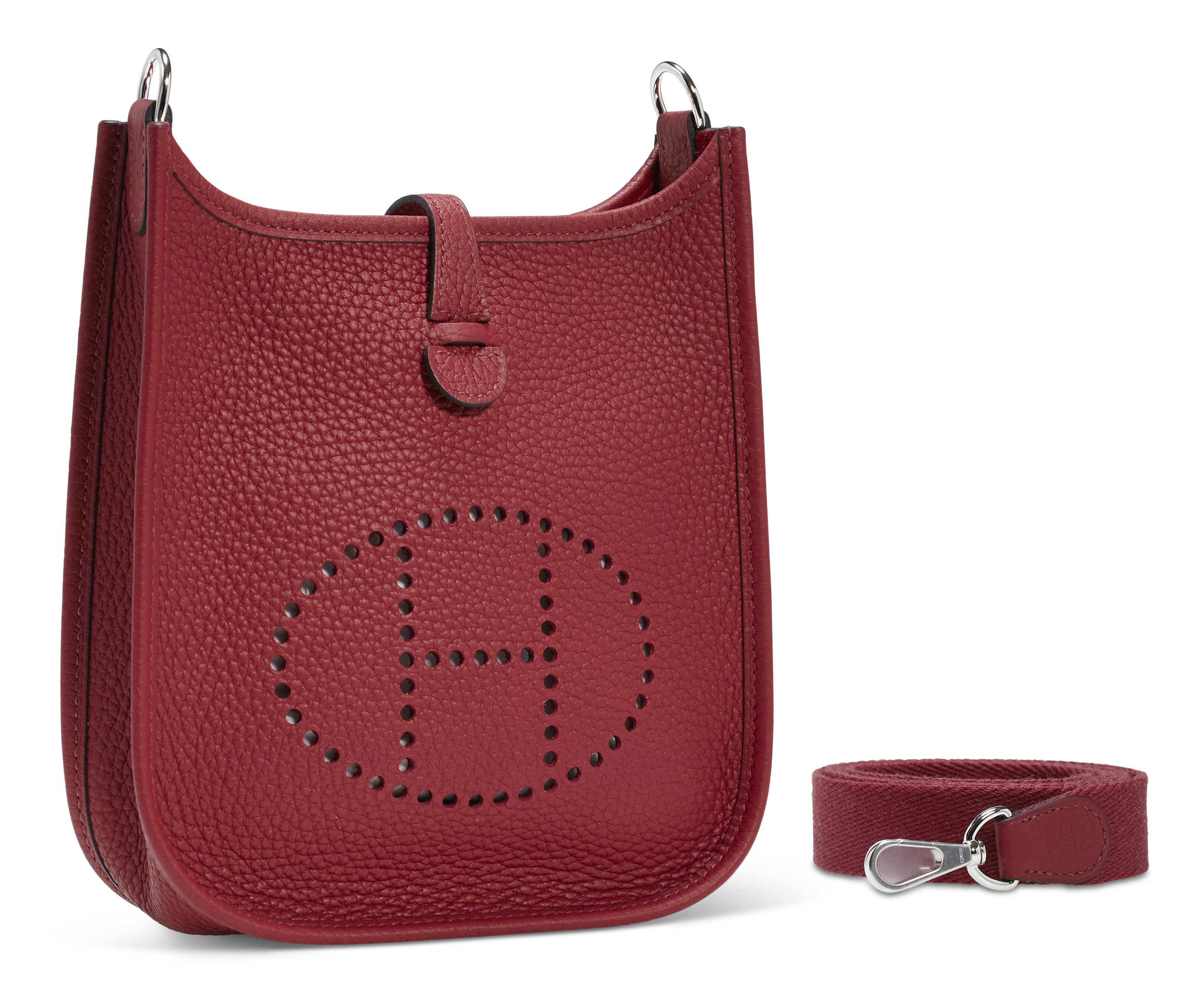 A ROUGE GRENAT TOGO LEATHER EVELYNE TPM WITH PALLADIUM HARDWARE