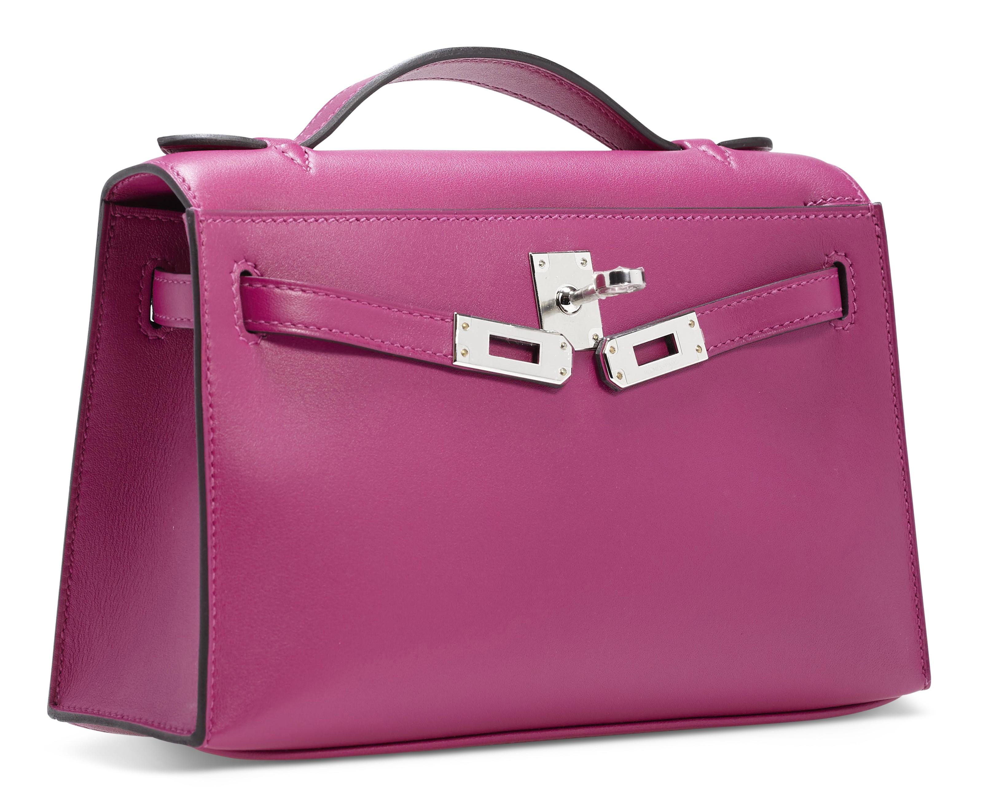 A ROSE POURPRE SWIFT LEATHER KELLY POCHETTE WITH PALLADIUM HARDWARE HERMES 2018 Christie s