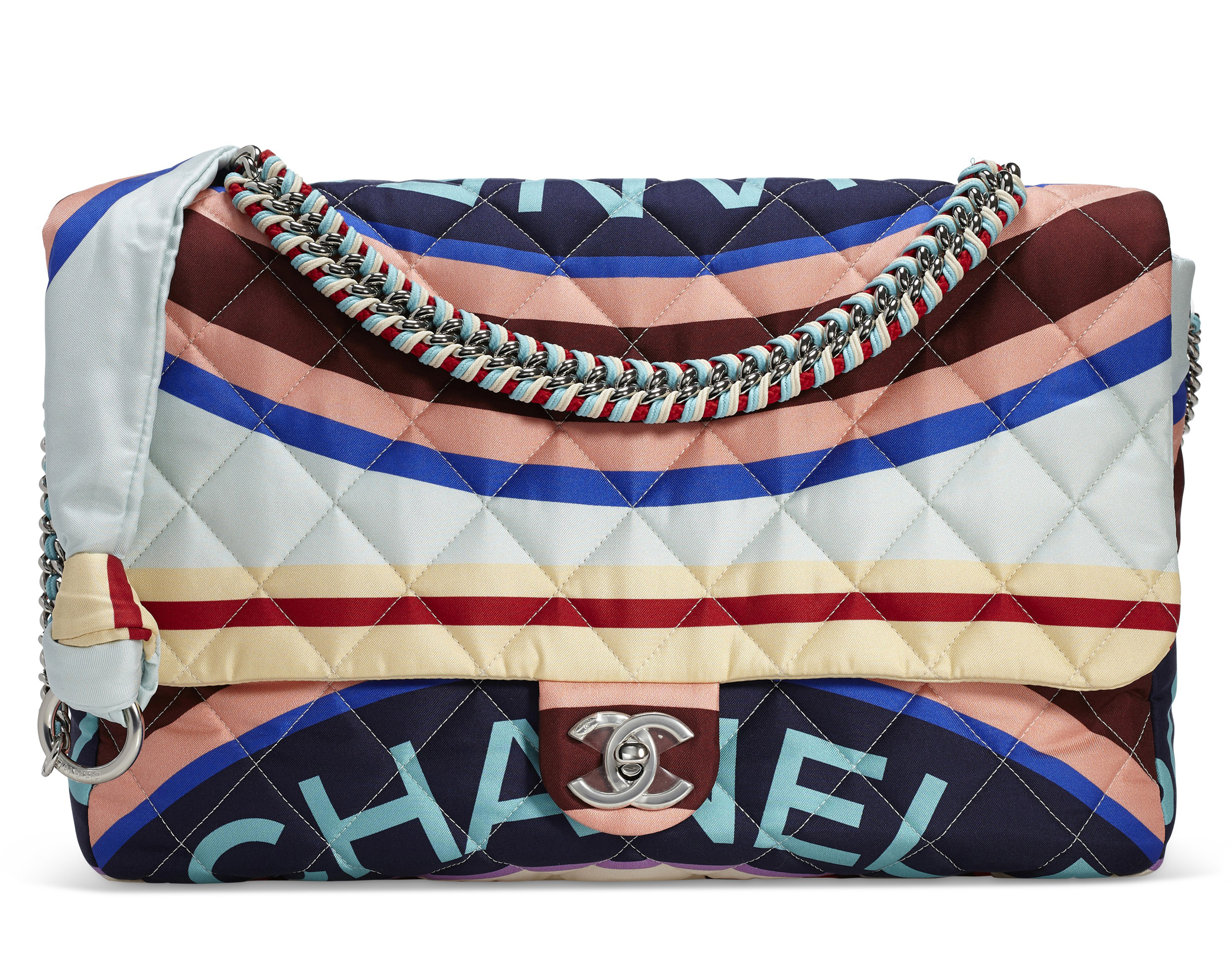 A LIMITED EDITION MULTICOLOR PRINTED NYLON FLAP BAG, CHANEL, 2018