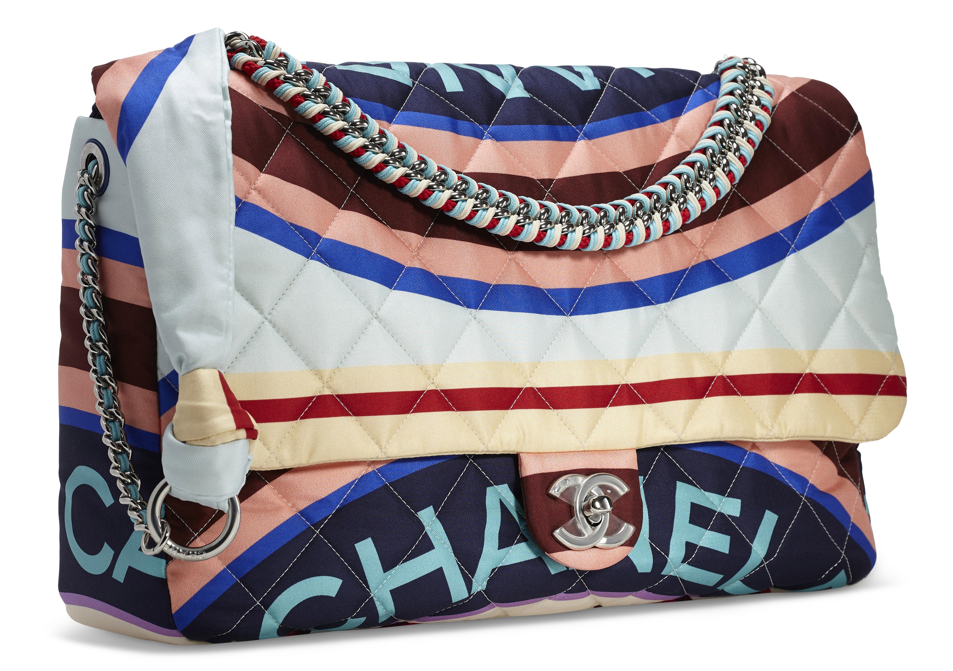 CHANEL Nylon Printed Medium Coco Color Flap Multicolor 208397