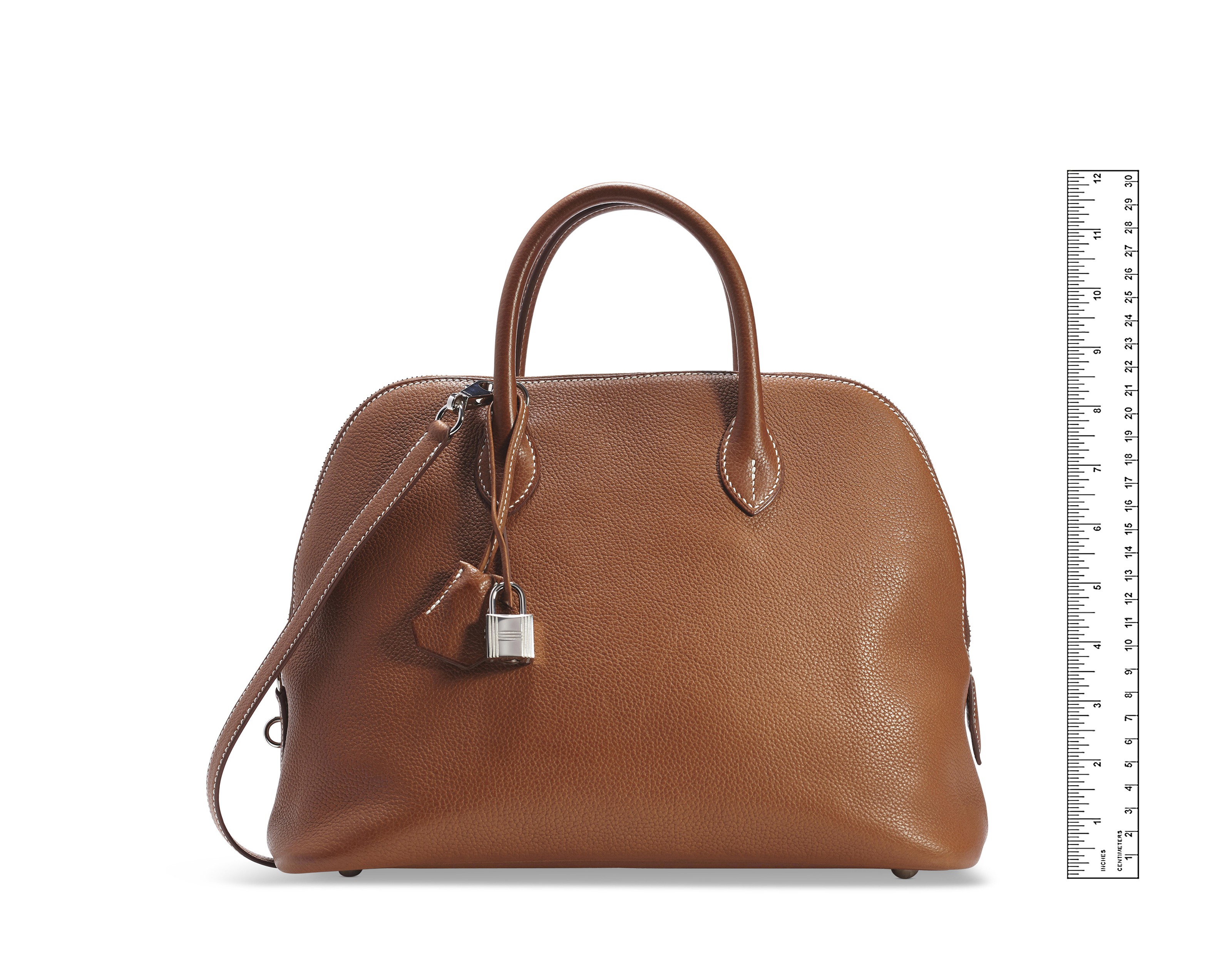 A GOLD EVERGRAIN LEATHER BOLIDE 31 WITH PALLADIUM HARDWARE, HERMÈS