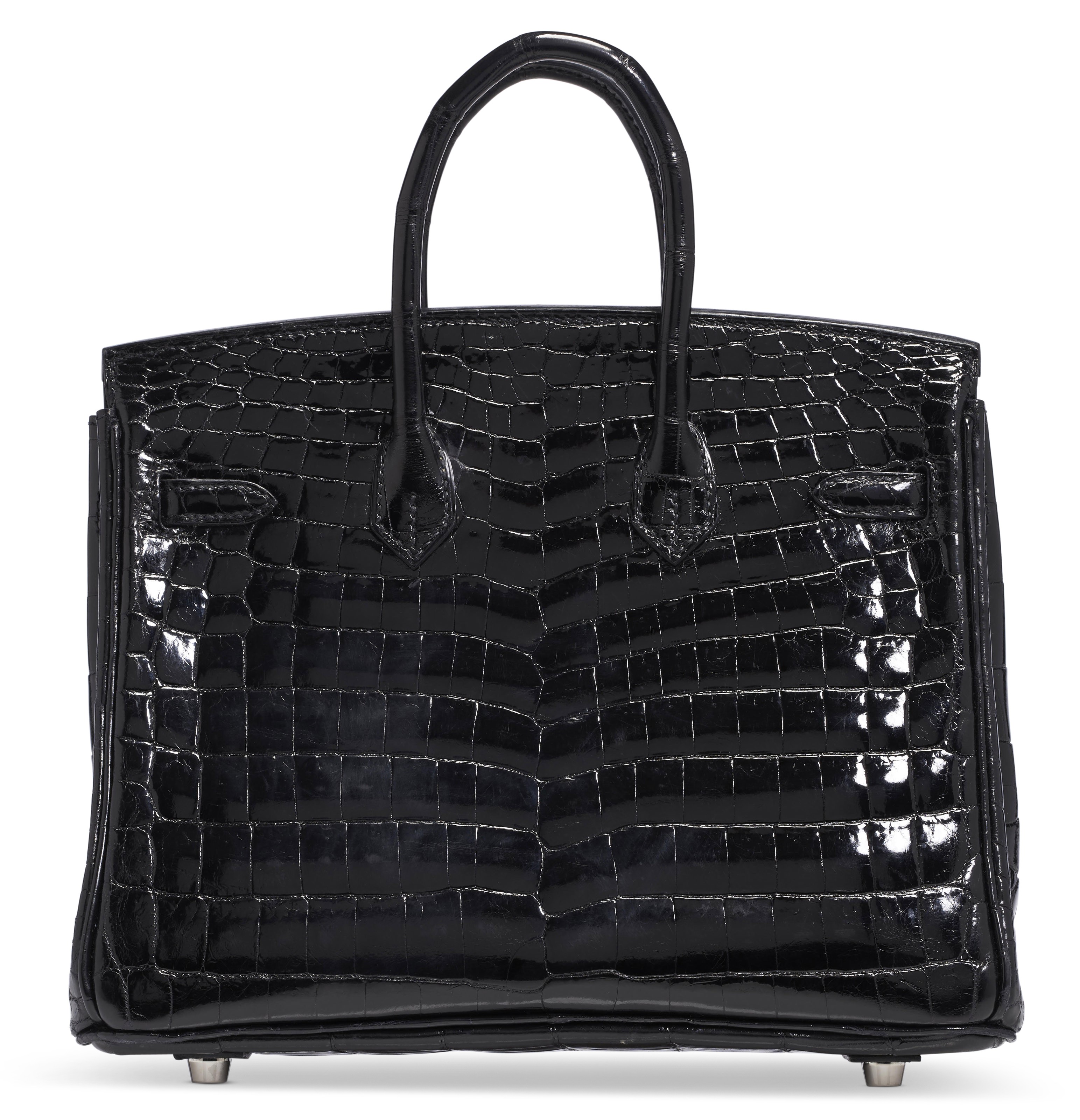 A SHINY BLACK NILOTICUS CROCODILE BIRKIN 25 WITH PALLADIUM