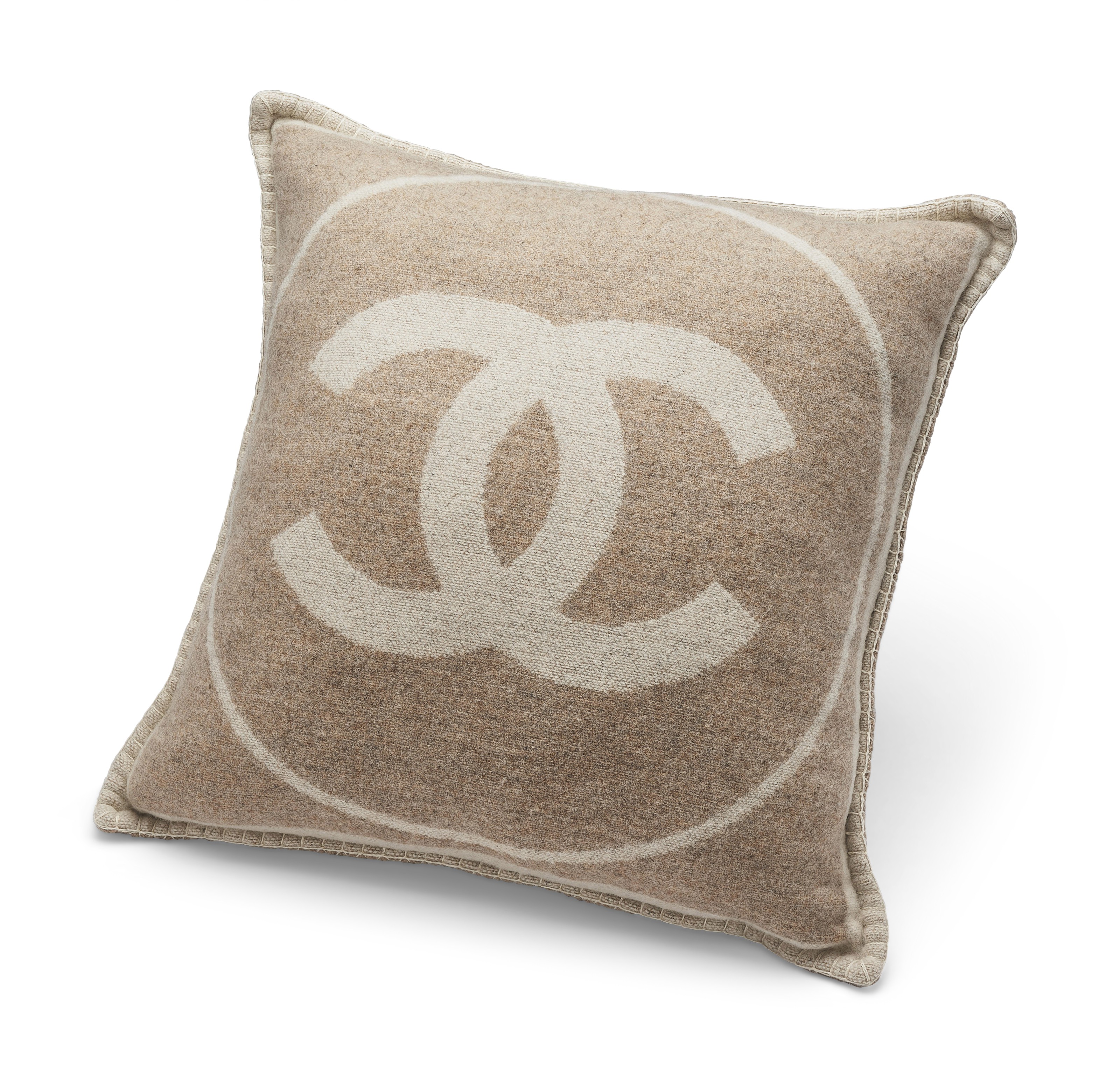 AN IVORY & BEIGE WOOL & CASHMERE THROW PILLOW, CHANEL, 2000s Christie’s