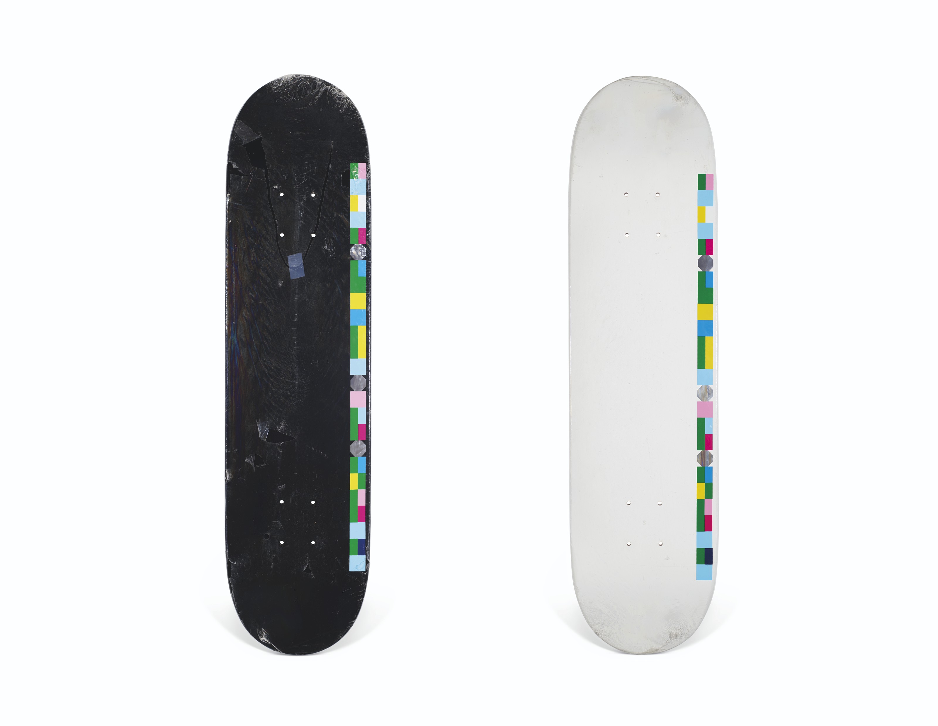 A SET OF TWO PETER SAVILLE BLUE MONDAY SKATEBOARDS, SUPREME, 2005