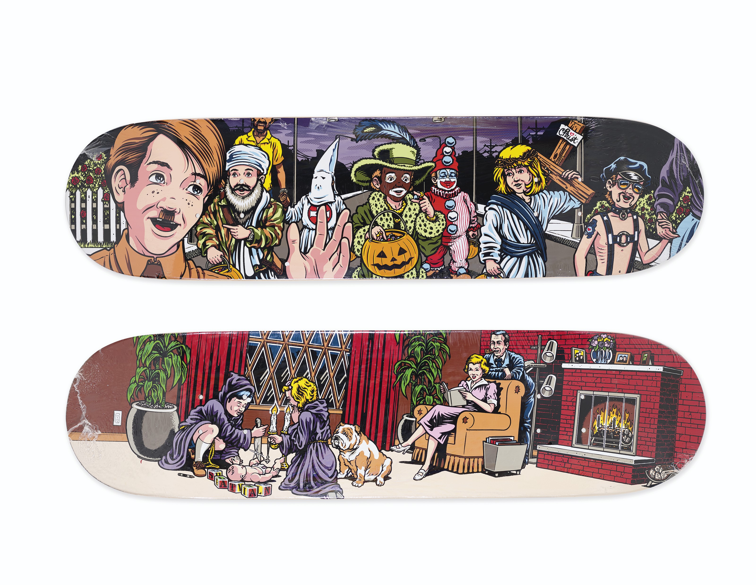 A SET OF TWO SEAN CLIVER HALLOWEEN SKATEBOARDS, SUPREME, 2008 